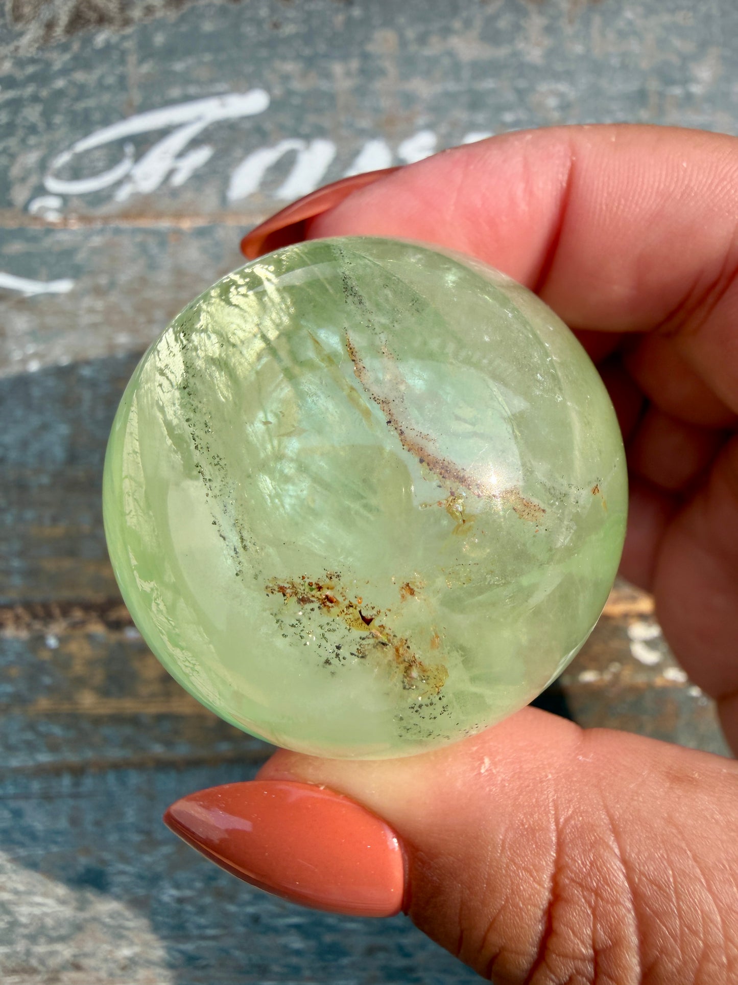 Gorgeous Lime Green Fluorite Sphere | Opt 55 *PYRITE INCLUSIONS