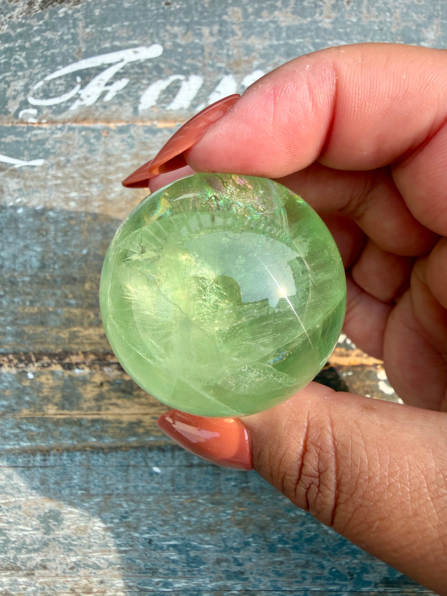 Gorgeous Lime Green Fluorite Sphere | Opt 53