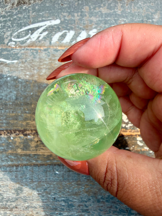 Gorgeous Lime Green Fluorite Sphere | Opt 53