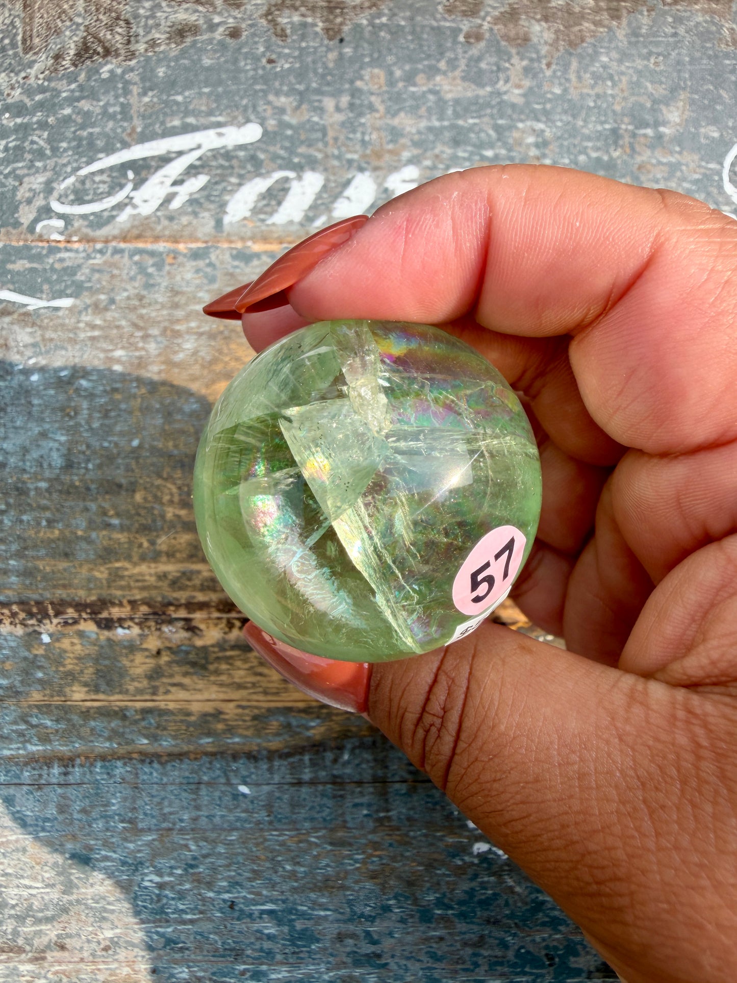 Gorgeous Lime Green Fluorite Sphere | Opt 57 *PYRITE INCLUSIONS