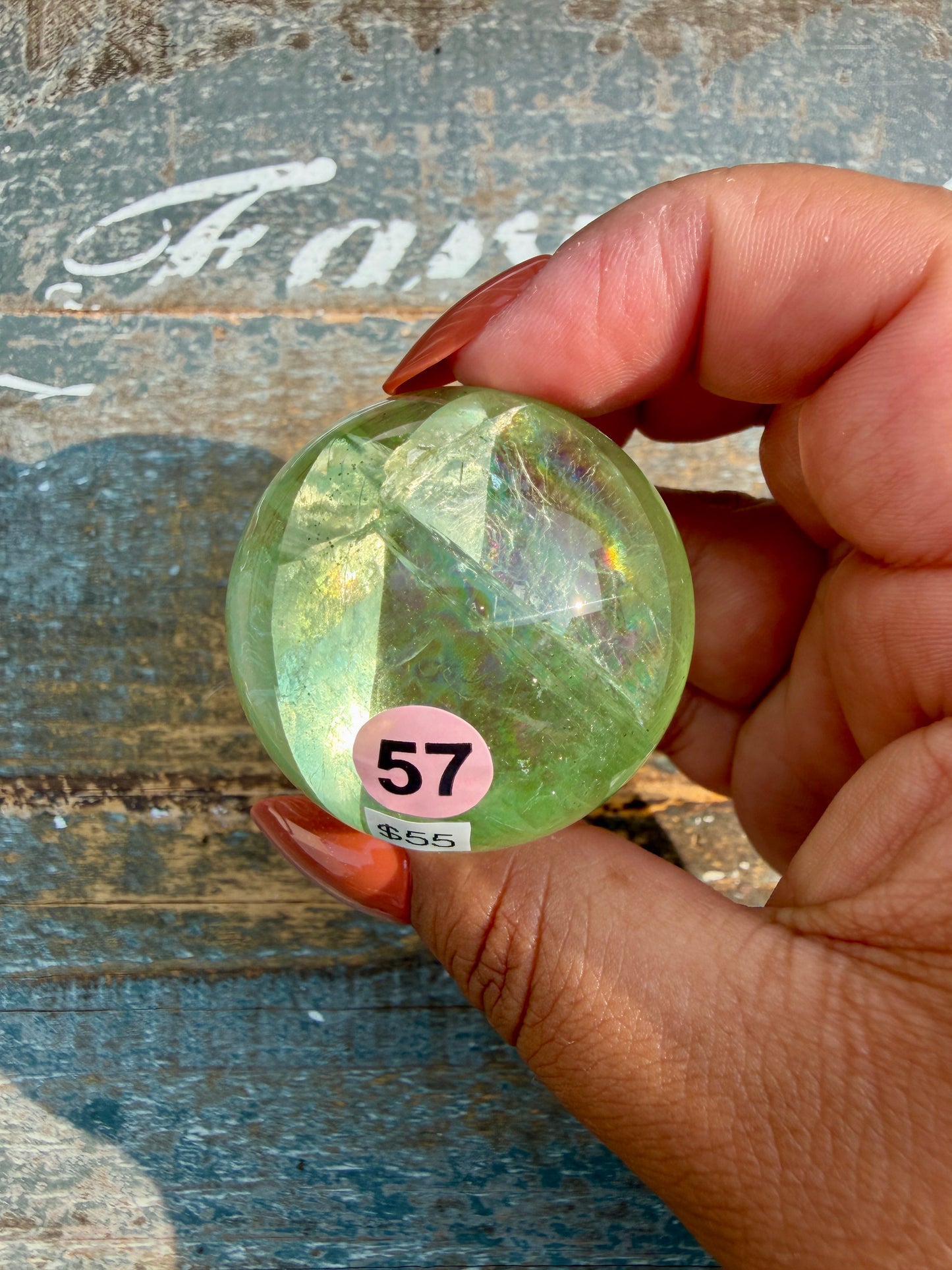 Gorgeous Lime Green Fluorite Sphere | Opt 57 *PYRITE INCLUSIONS