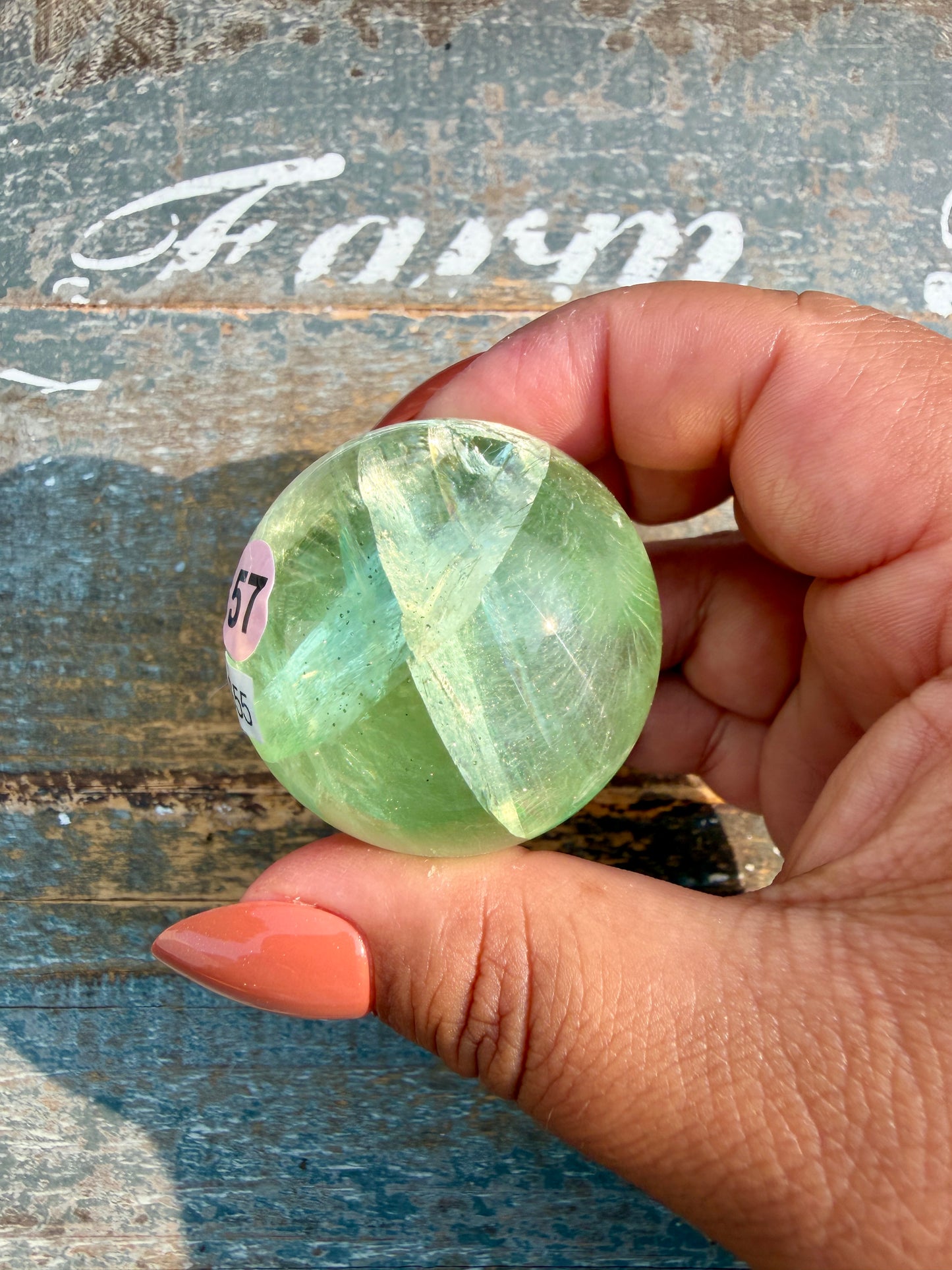 Gorgeous Lime Green Fluorite Sphere | Opt 57 *PYRITE INCLUSIONS