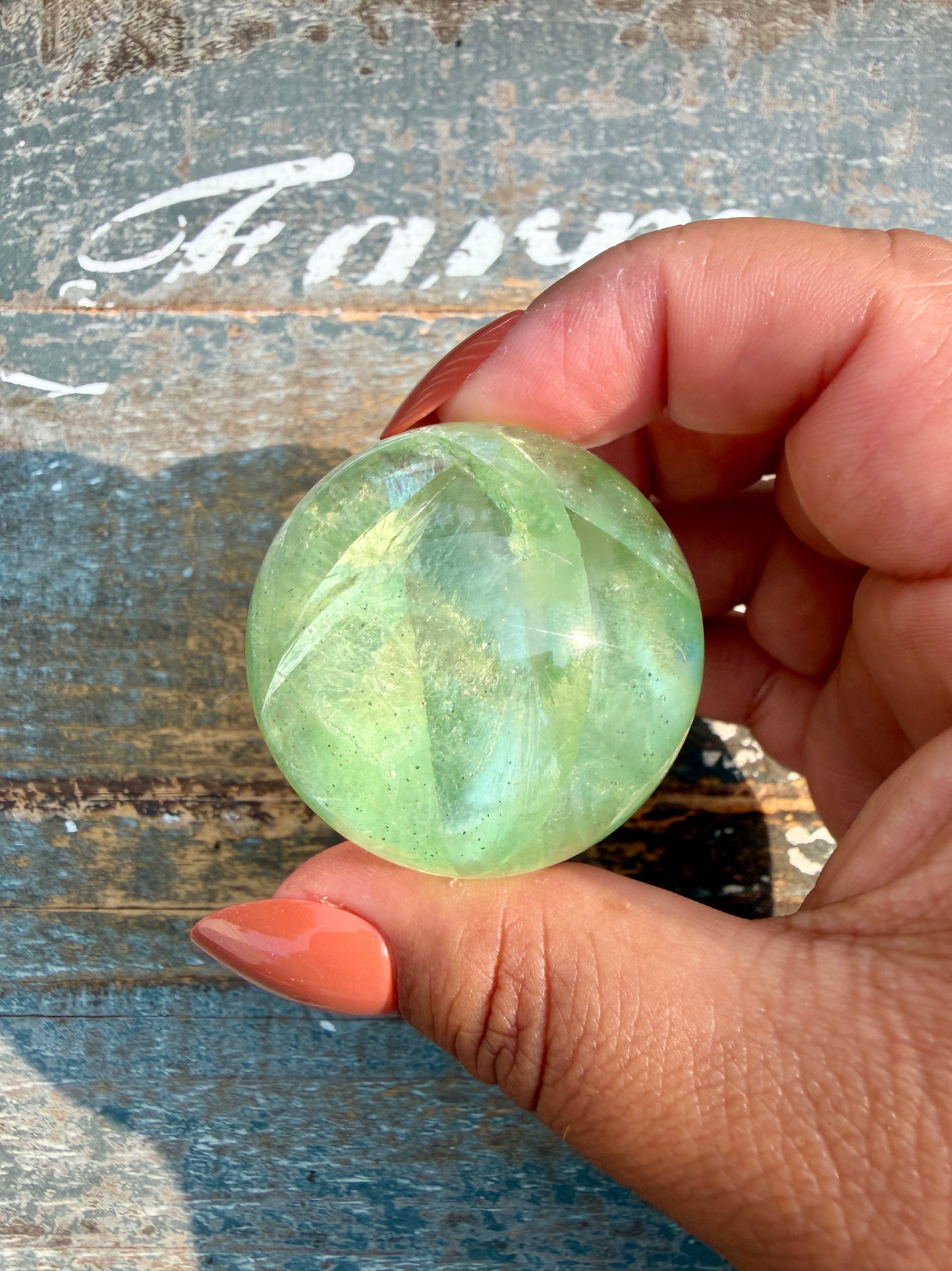 Gorgeous Lime Green Fluorite Sphere | Opt 57 *PYRITE INCLUSIONS