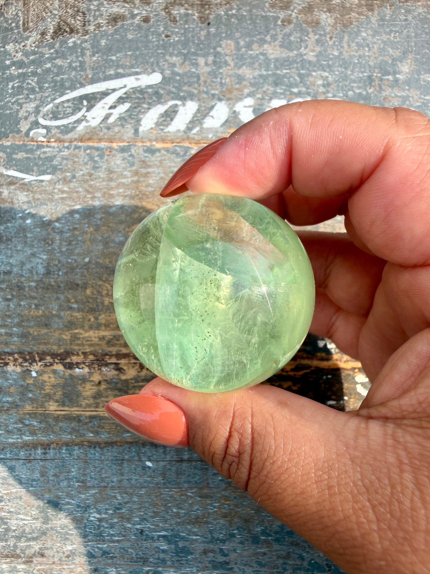 Gorgeous Lime Green Fluorite Sphere | Opt 57 *PYRITE INCLUSIONS