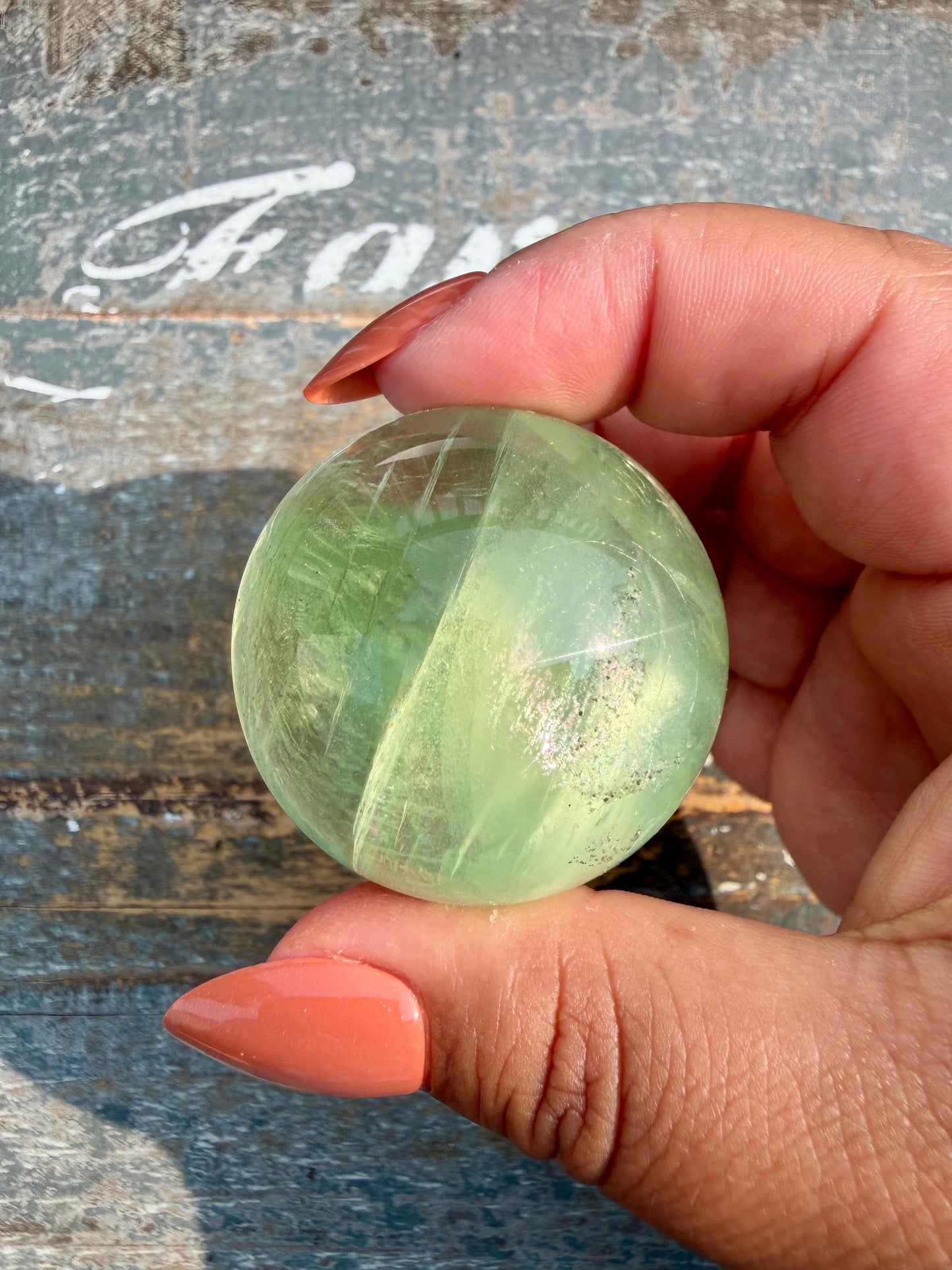 Gorgeous Lime Green Fluorite Sphere | Opt 57 *PYRITE INCLUSIONS