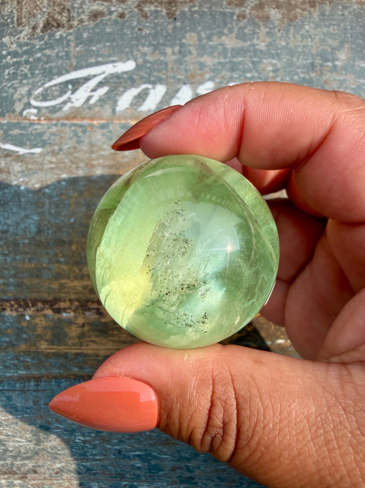 Gorgeous Lime Green Fluorite Sphere | Opt 57 *PYRITE INCLUSIONS