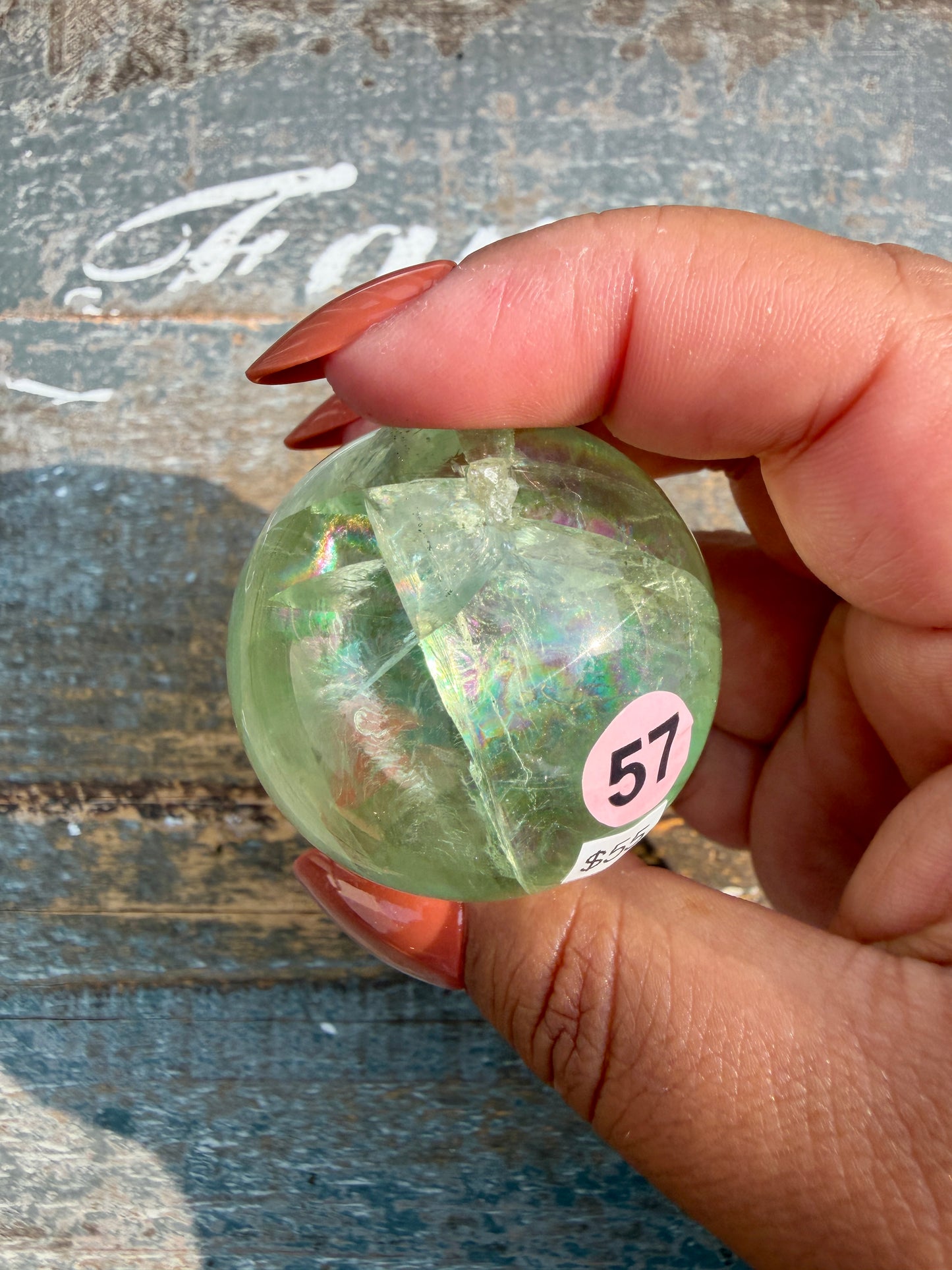 Gorgeous Lime Green Fluorite Sphere | Opt 57 *PYRITE INCLUSIONS