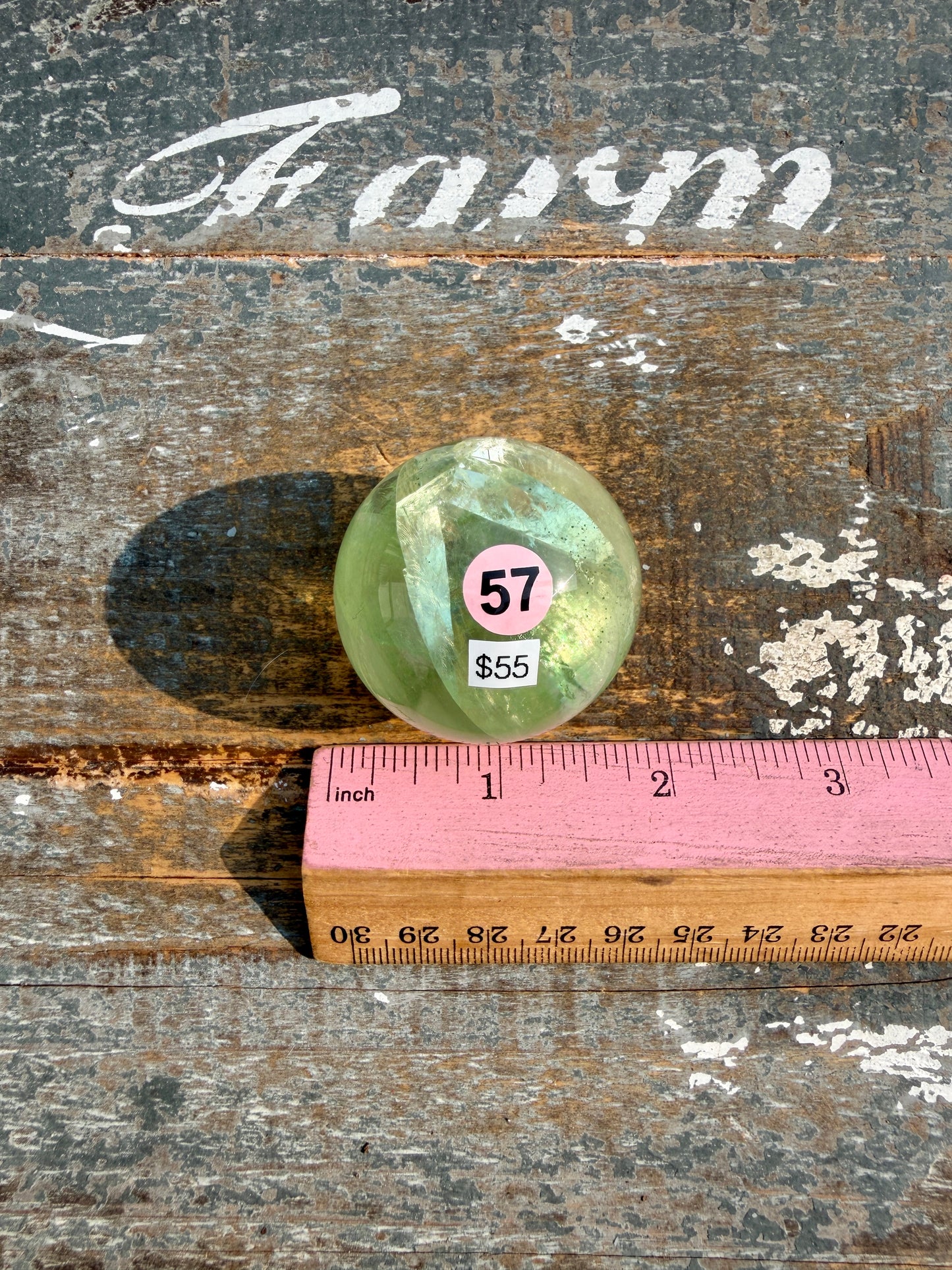 Gorgeous Lime Green Fluorite Sphere | Opt 57 *PYRITE INCLUSIONS