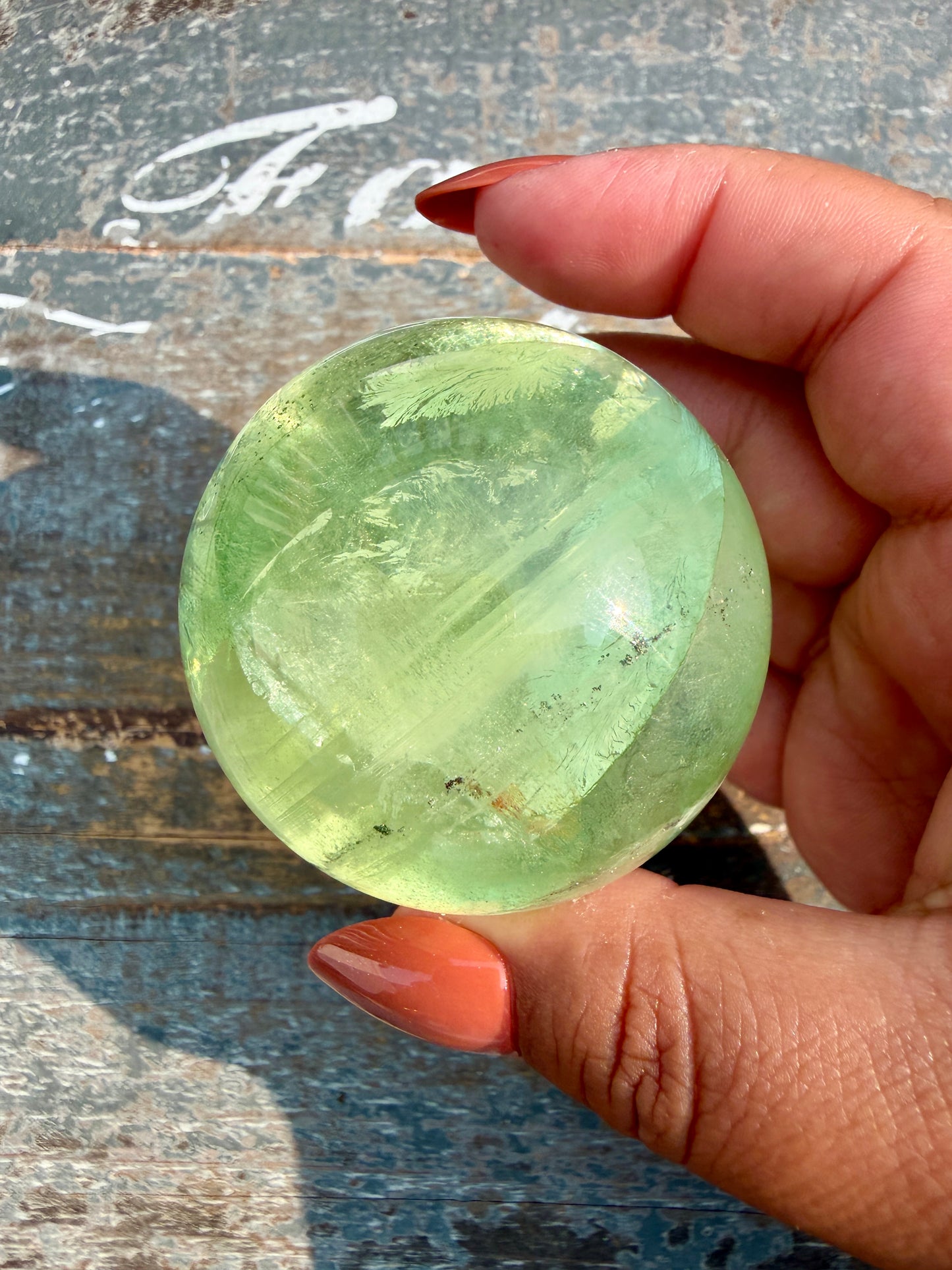 Gorgeous Lime Green Fluorite Sphere | Opt 61 *PYRITE INCLUSIONS