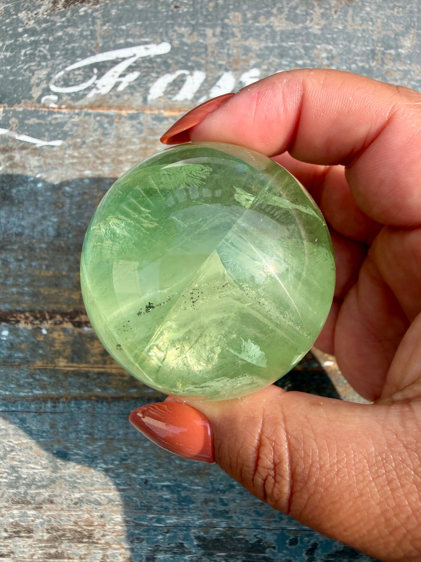 Gorgeous Lime Green Fluorite Sphere | Opt 61 *PYRITE INCLUSIONS