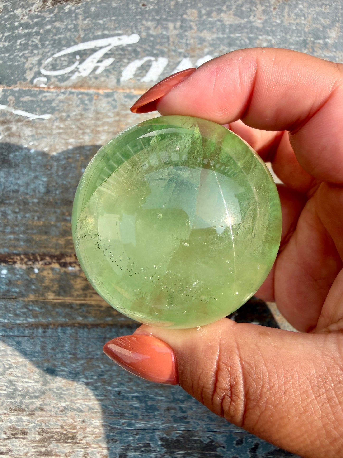 Gorgeous Lime Green Fluorite Sphere | Opt 61 *PYRITE INCLUSIONS