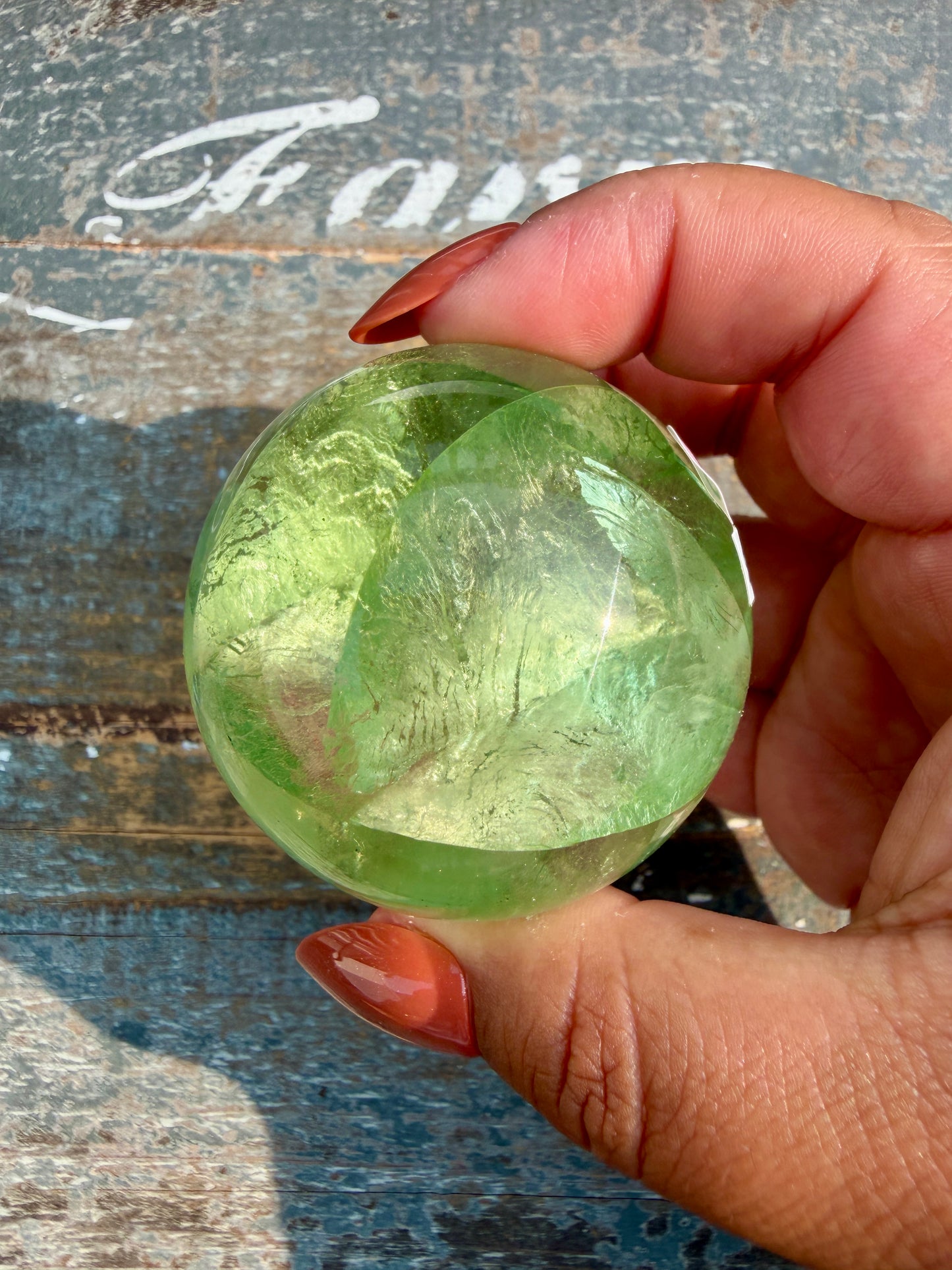 Gorgeous Lime Green Fluorite Sphere | Opt 61 *PYRITE INCLUSIONS