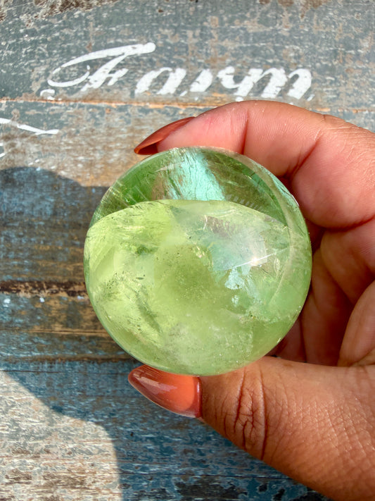 Gorgeous Lime Green Fluorite Sphere | Opt 61 *PYRITE INCLUSIONS
