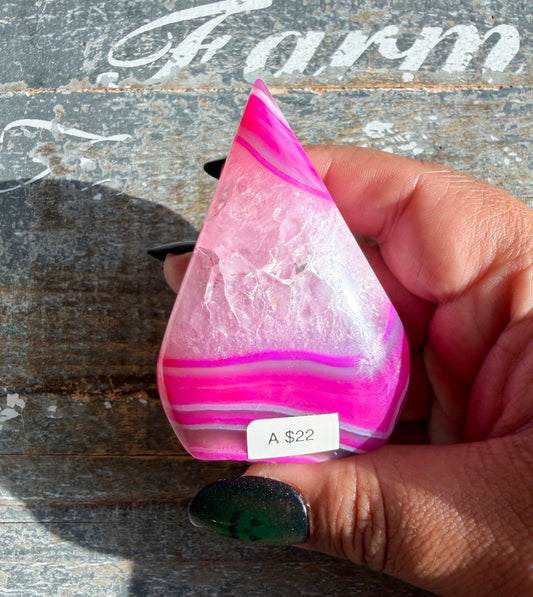 Gorgeous Dyed Pink Agate Flame | Opt A