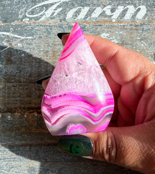 Gorgeous Dyed Pink Agate Flame | Opt A