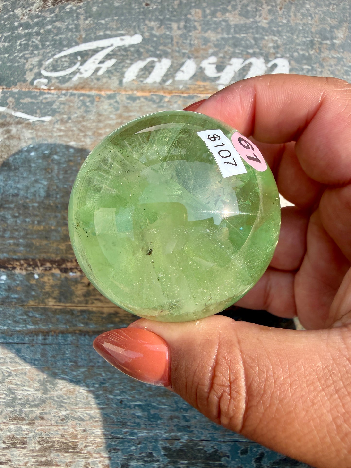 Gorgeous Lime Green Fluorite Sphere | Opt 61 *PYRITE INCLUSIONS