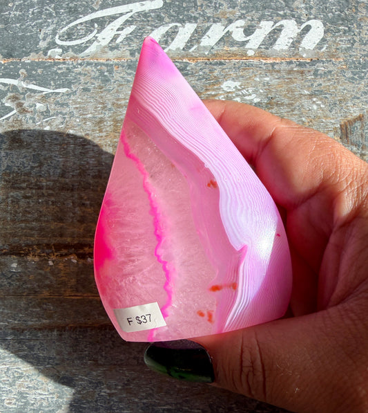 Gorgeous Dyed Pink Agate Flame | Opt F