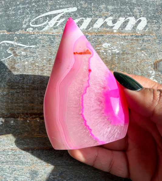 Gorgeous Dyed Pink Agate Flame | Opt F