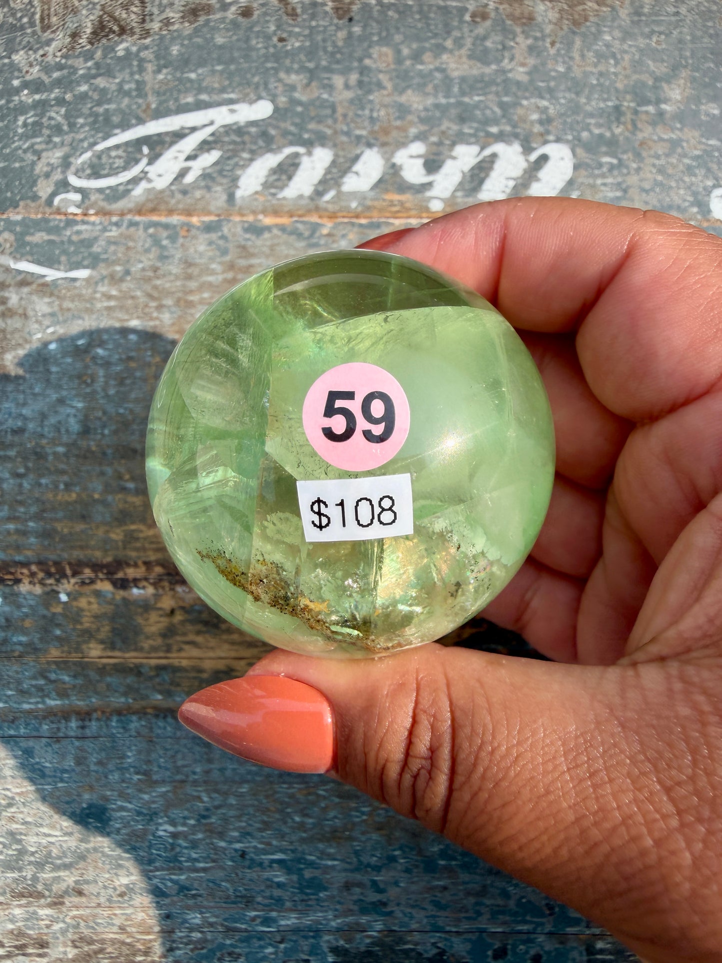 Gorgeous Lime Green Fluorite Sphere | Opt 59 *PYRITE INCLUSIONS