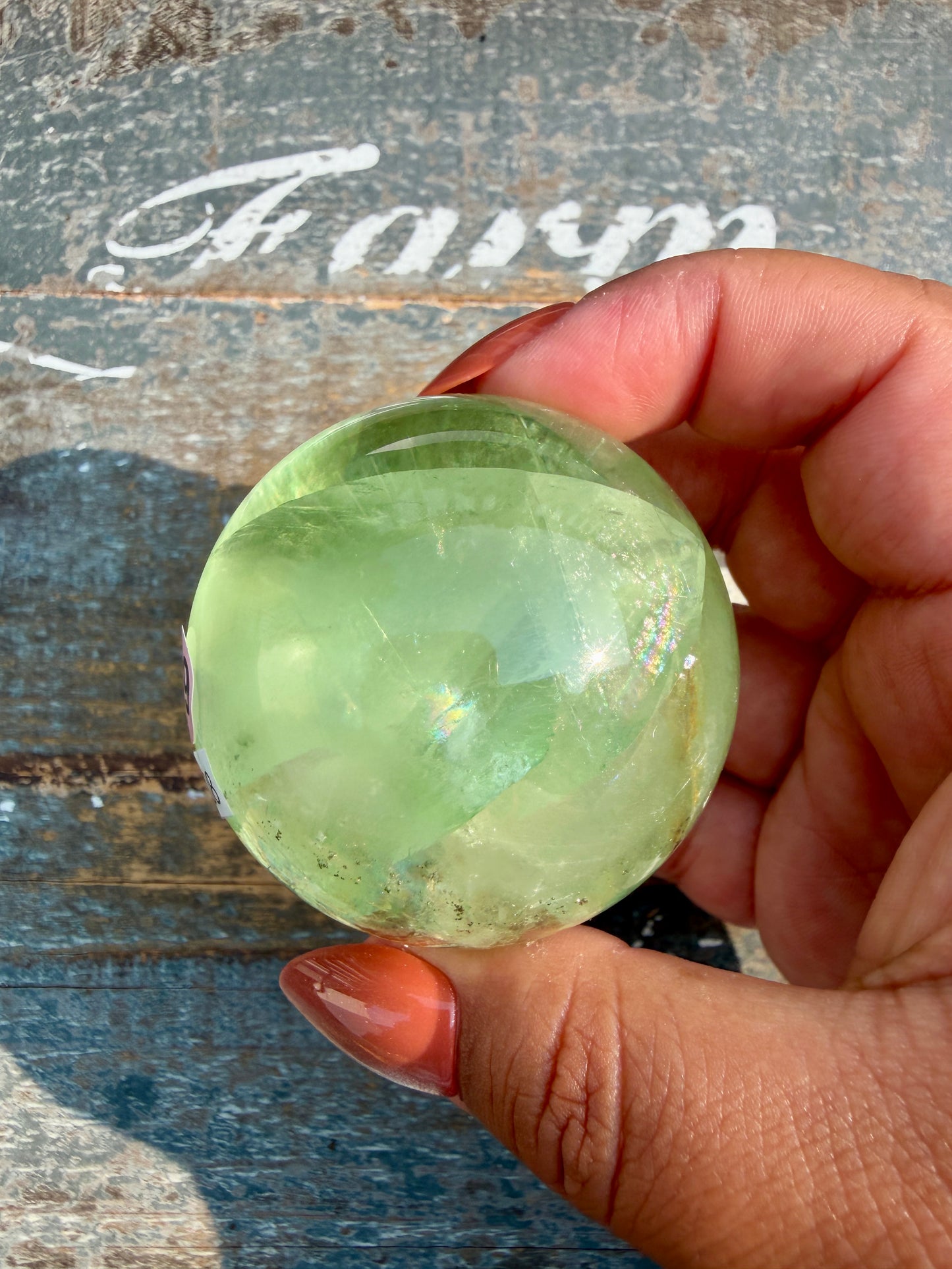 Gorgeous Lime Green Fluorite Sphere | Opt 59 *PYRITE INCLUSIONS