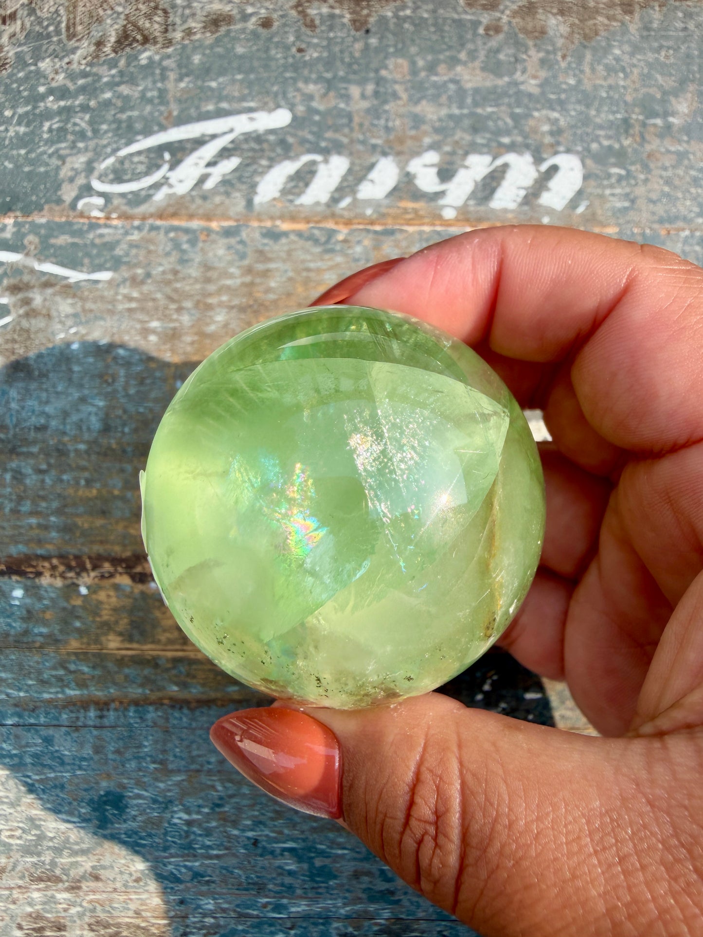 Gorgeous Lime Green Fluorite Sphere | Opt 59 *PYRITE INCLUSIONS
