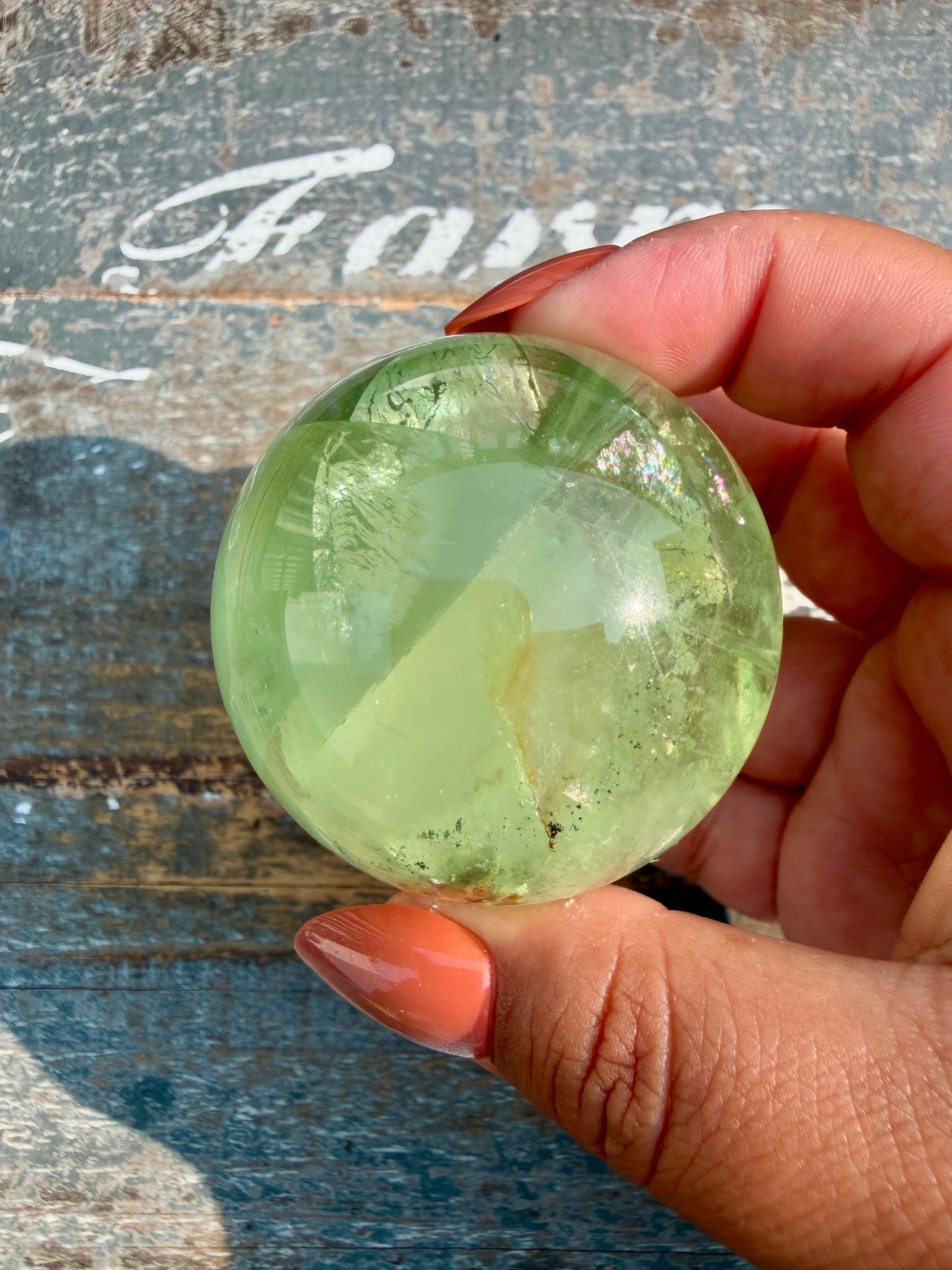 Gorgeous Lime Green Fluorite Sphere | Opt 59 *PYRITE INCLUSIONS