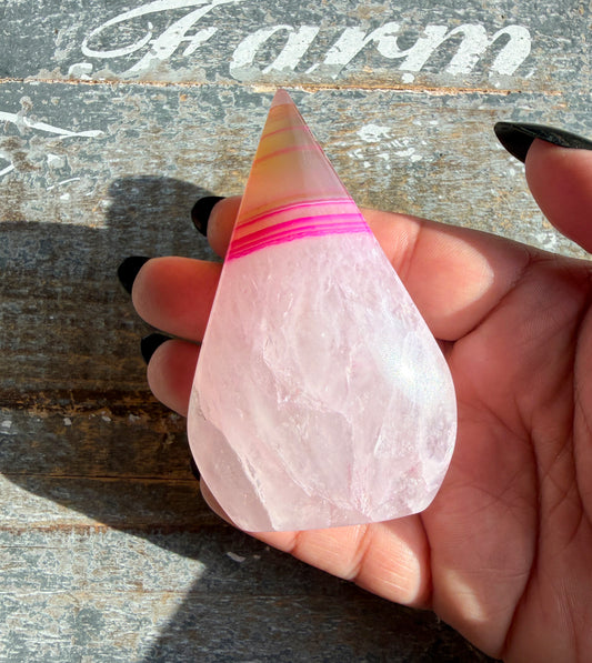 Gorgeous Dyed Pink Agate Flame | Opt C