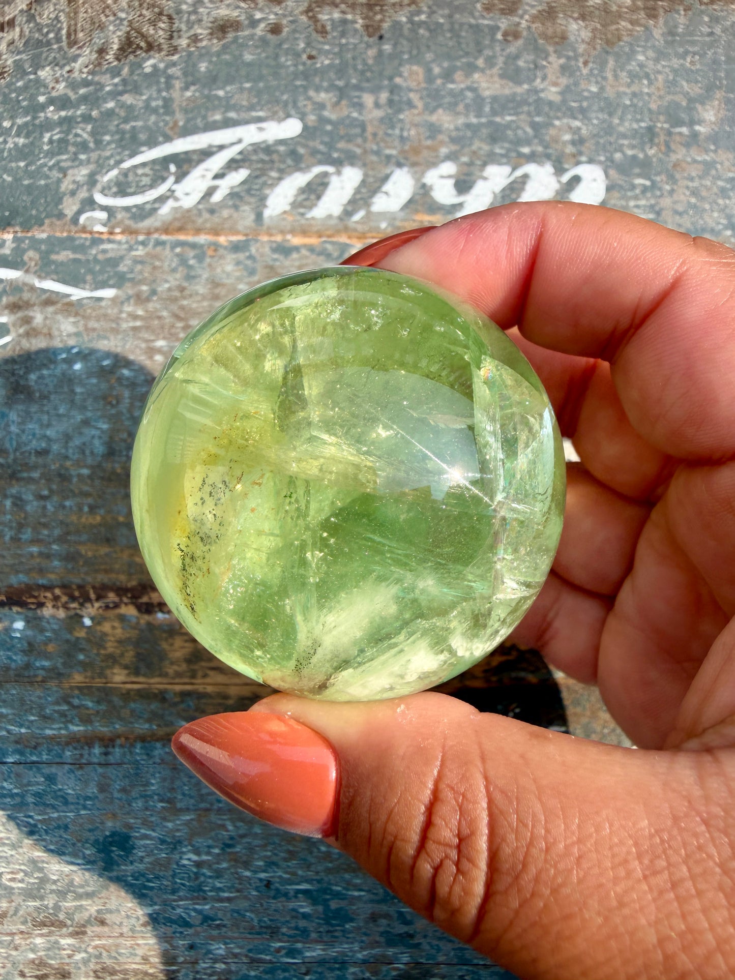 Gorgeous Lime Green Fluorite Sphere | Opt 59 *PYRITE INCLUSIONS