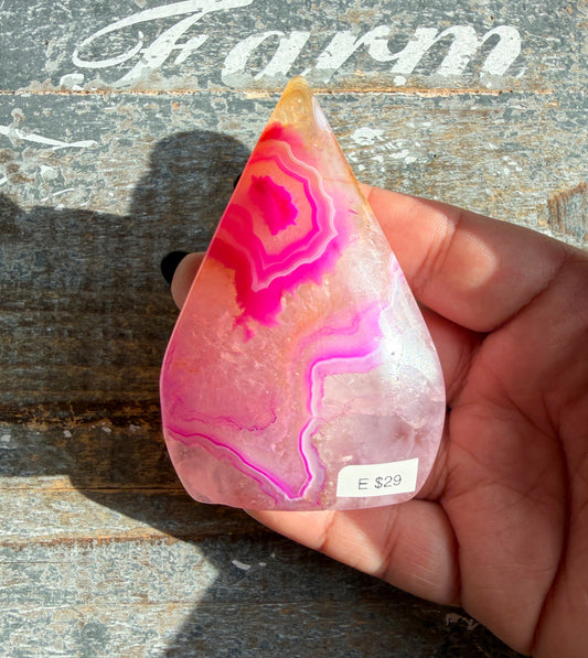 Gorgeous Dyed Pink Agate Flame | Opt E