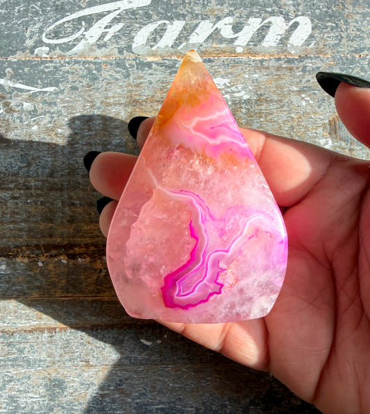 Gorgeous Dyed Pink Agate Flame | Opt E