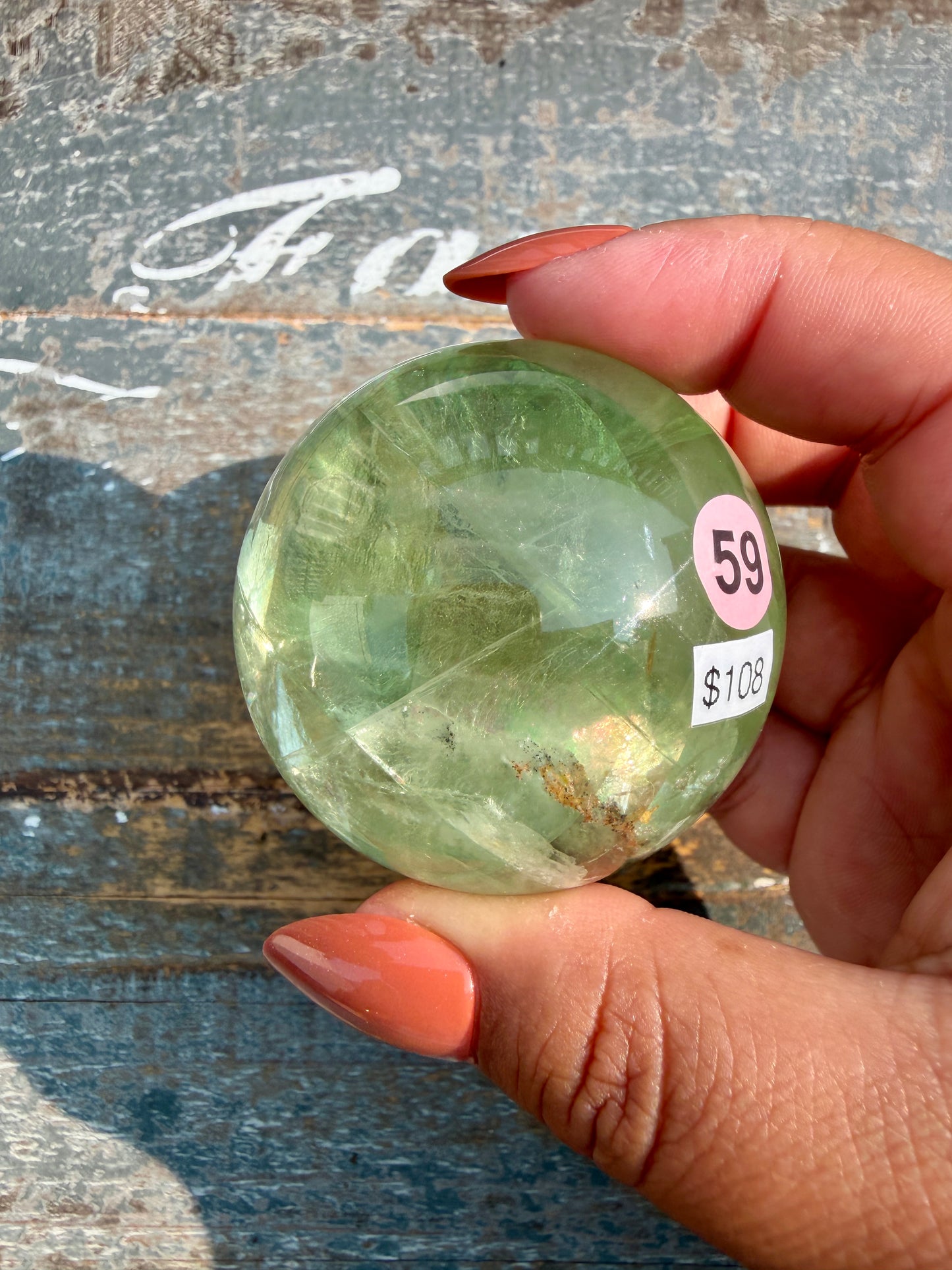 Gorgeous Lime Green Fluorite Sphere | Opt 59 *PYRITE INCLUSIONS