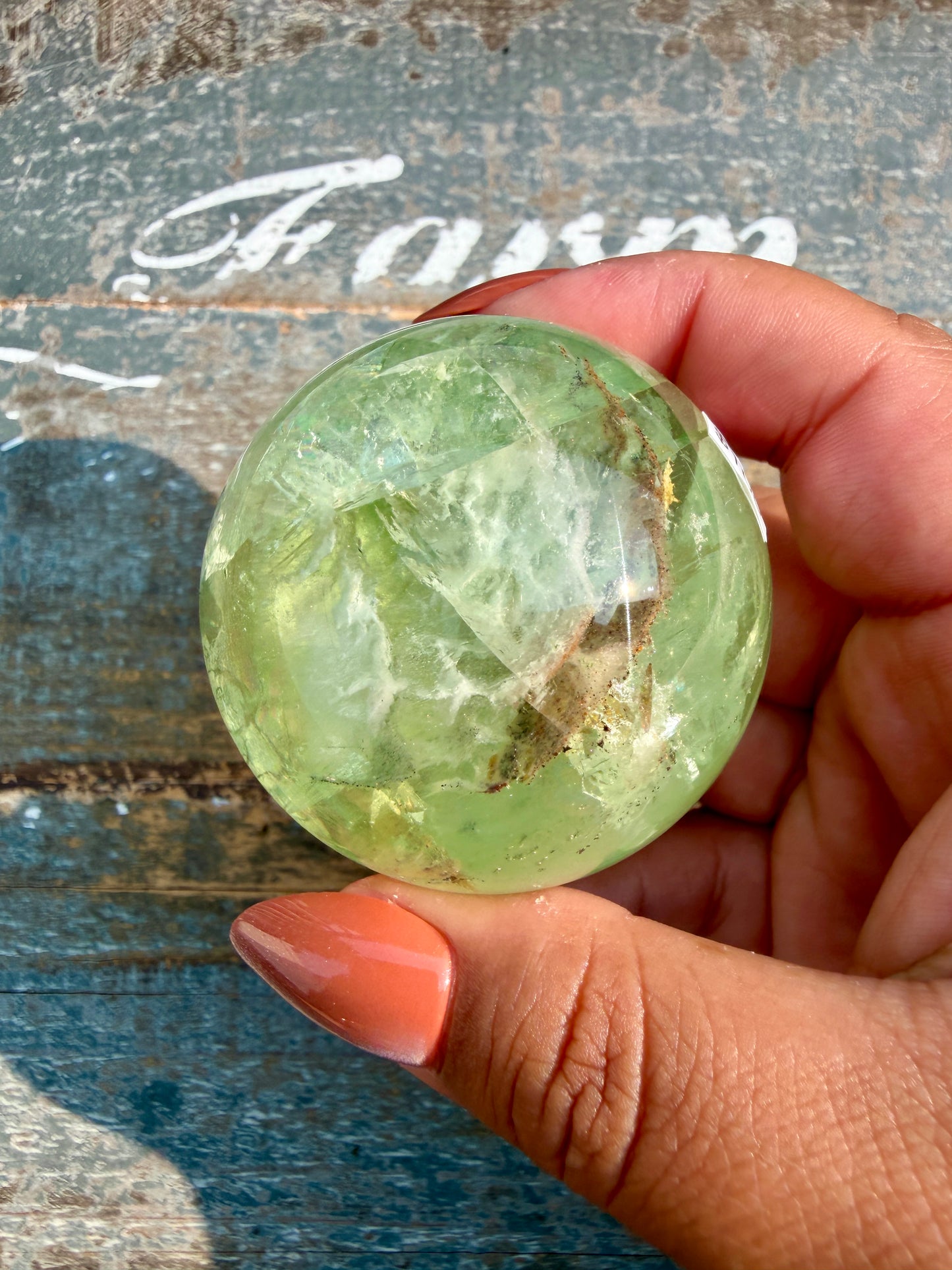 Gorgeous Lime Green Fluorite Sphere | Opt 59 *PYRITE INCLUSIONS