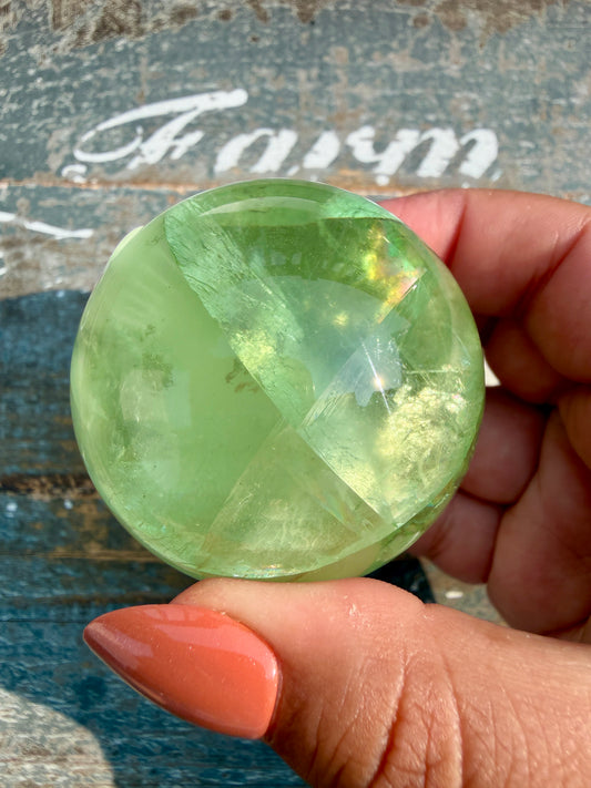 Gorgeous Lime Green Fluorite Sphere | Opt 59 *PYRITE INCLUSIONS