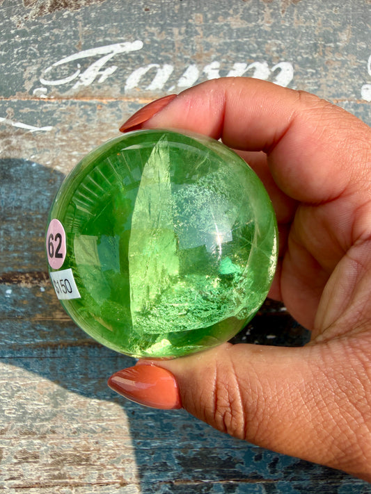 Gorgeous Lime Green Fluorite Sphere | Opt 62