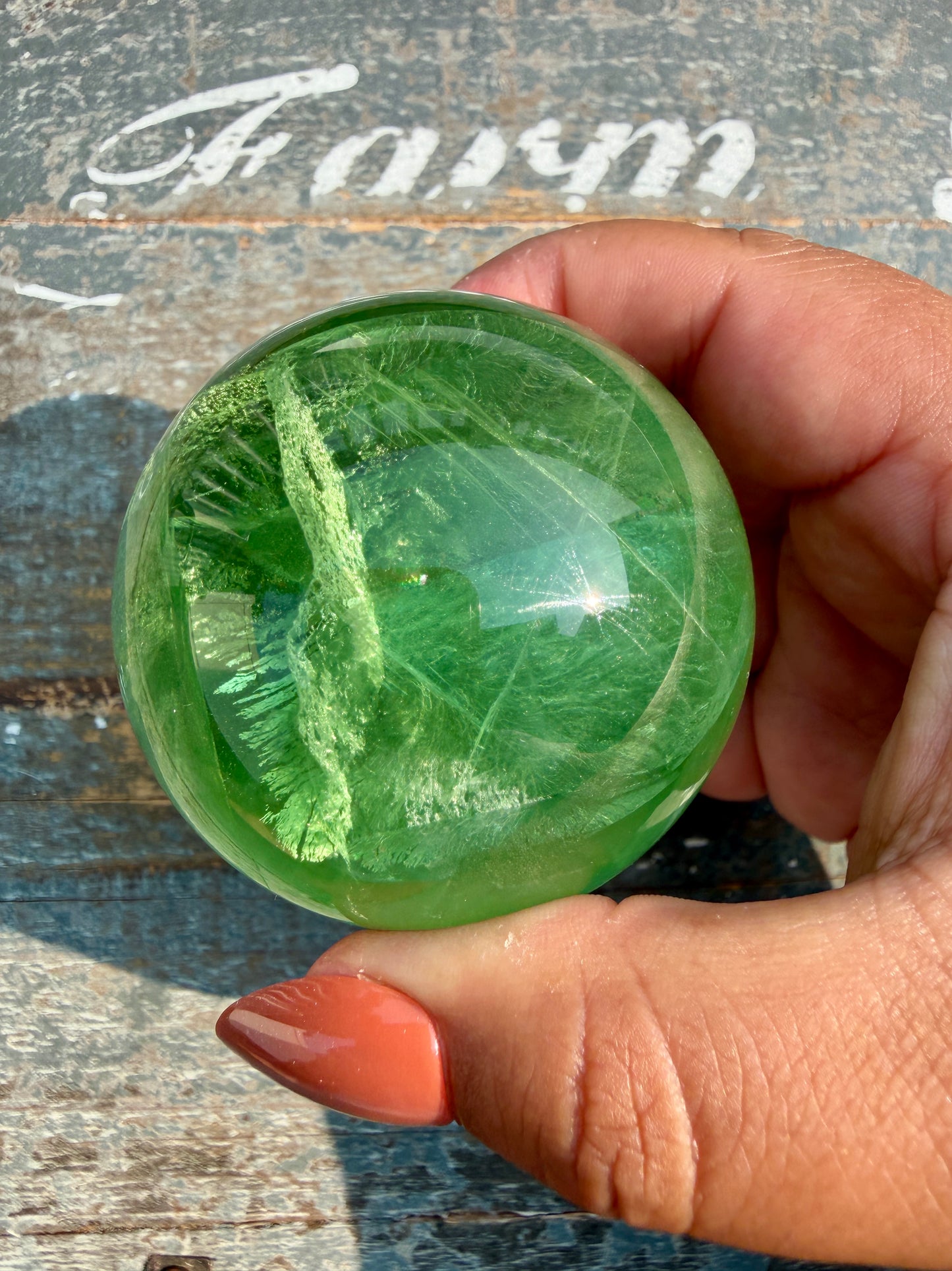 Gorgeous Lime Green Fluorite Sphere | Opt 62