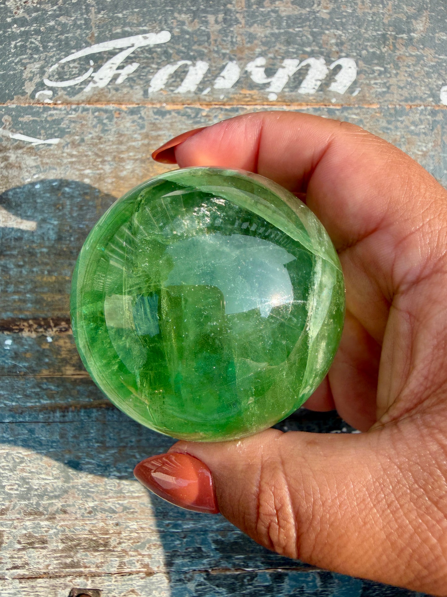 Gorgeous Lime Green Fluorite Sphere | Opt 62