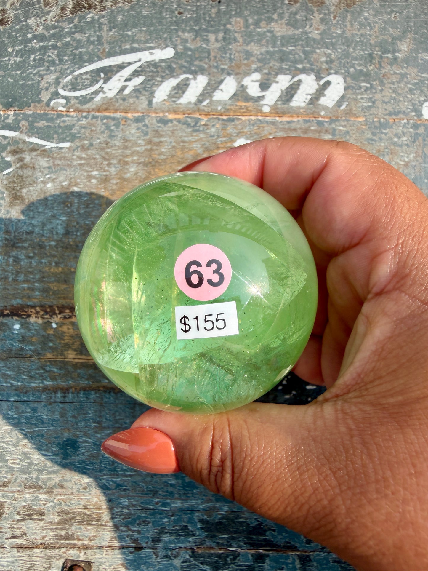 Gorgeous Lime Green Fluorite Sphere | Opt 63 *PYRITE INCLUSIONS
