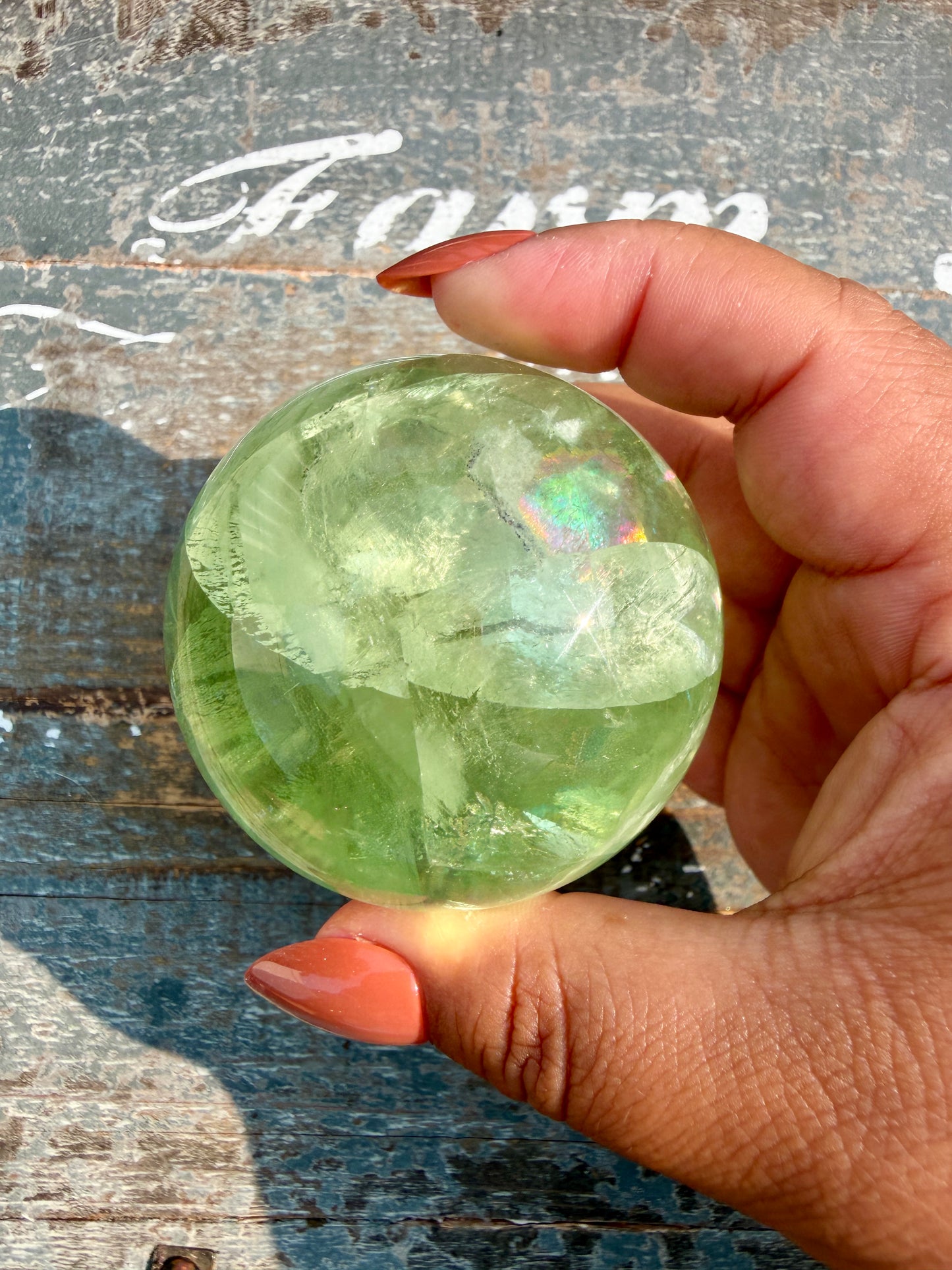 Gorgeous Lime Green Fluorite Sphere | Opt 63 *PYRITE INCLUSIONS