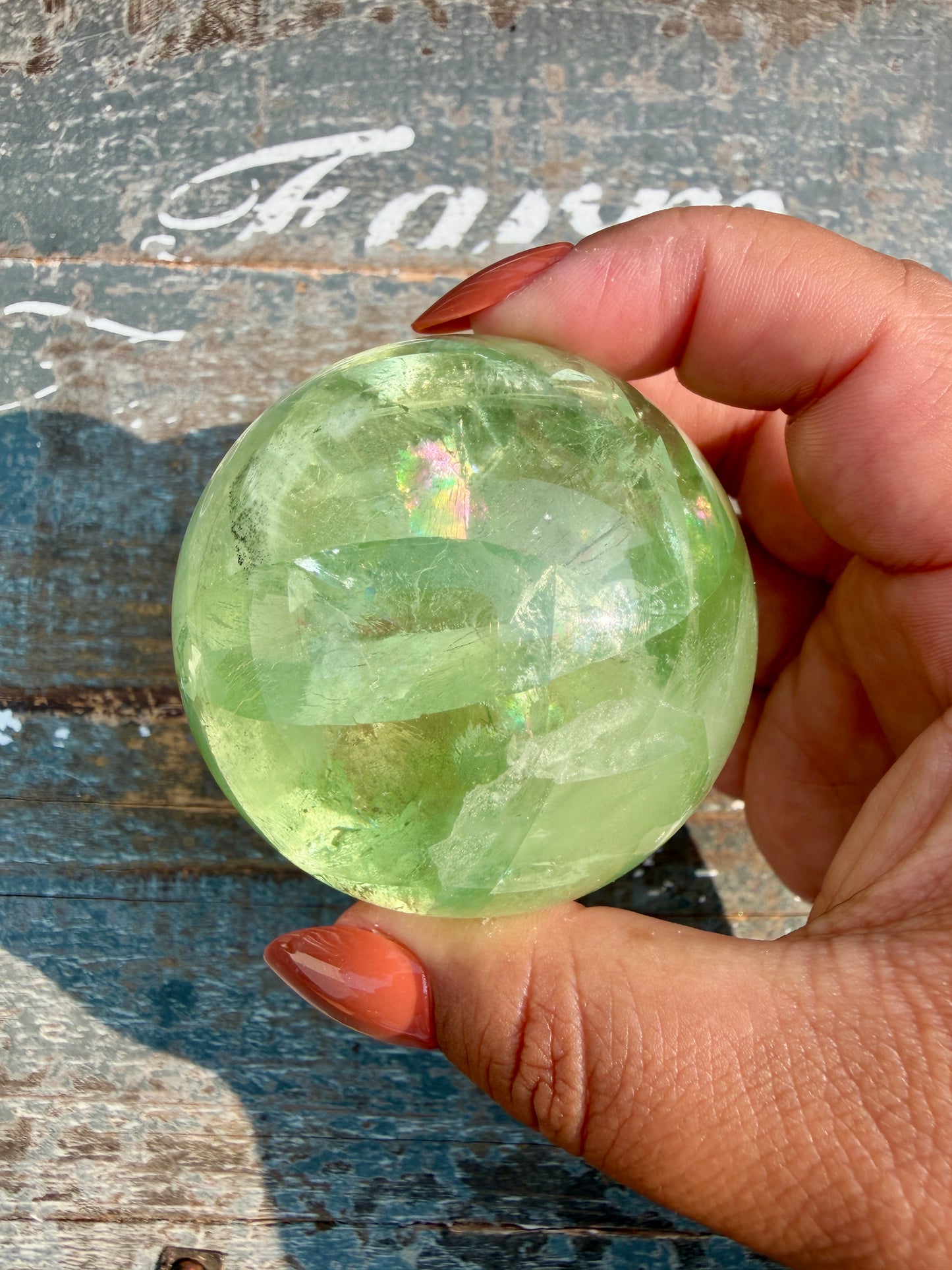 Gorgeous Lime Green Fluorite Sphere | Opt 63 *PYRITE INCLUSIONS