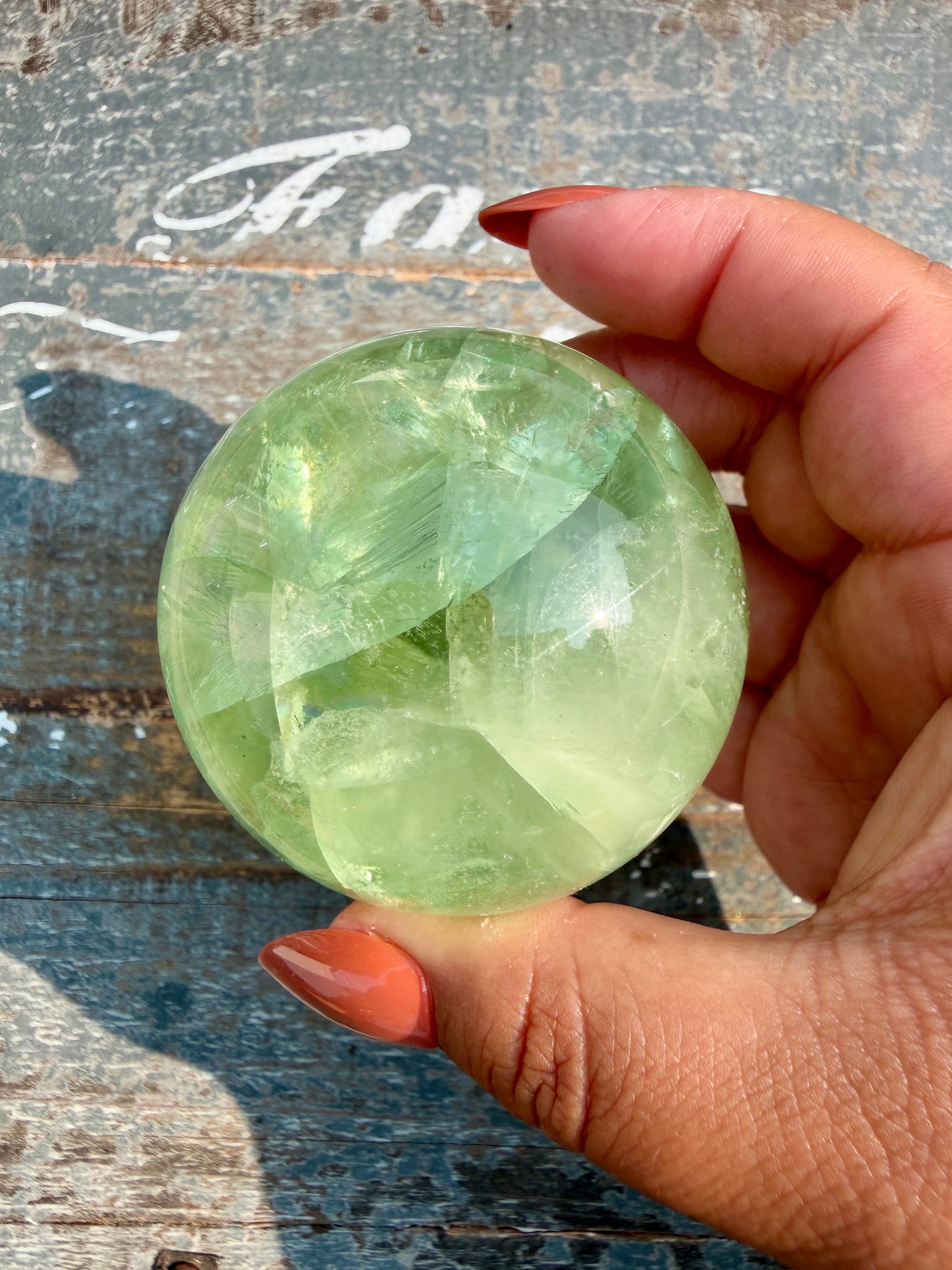 Gorgeous Lime Green Fluorite Sphere | Opt 63 *PYRITE INCLUSIONS