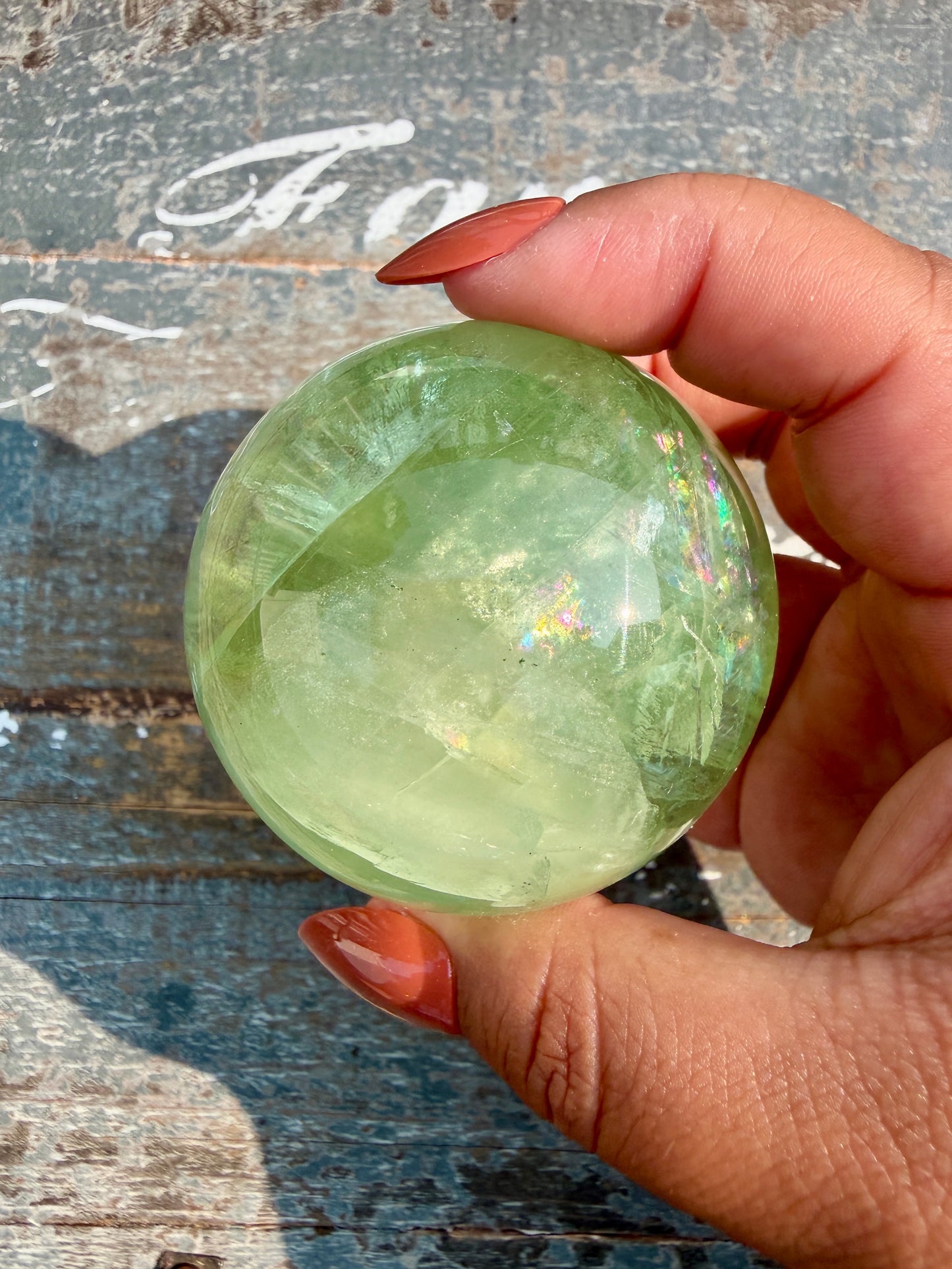 Gorgeous Lime Green Fluorite Sphere | Opt 63 *PYRITE INCLUSIONS