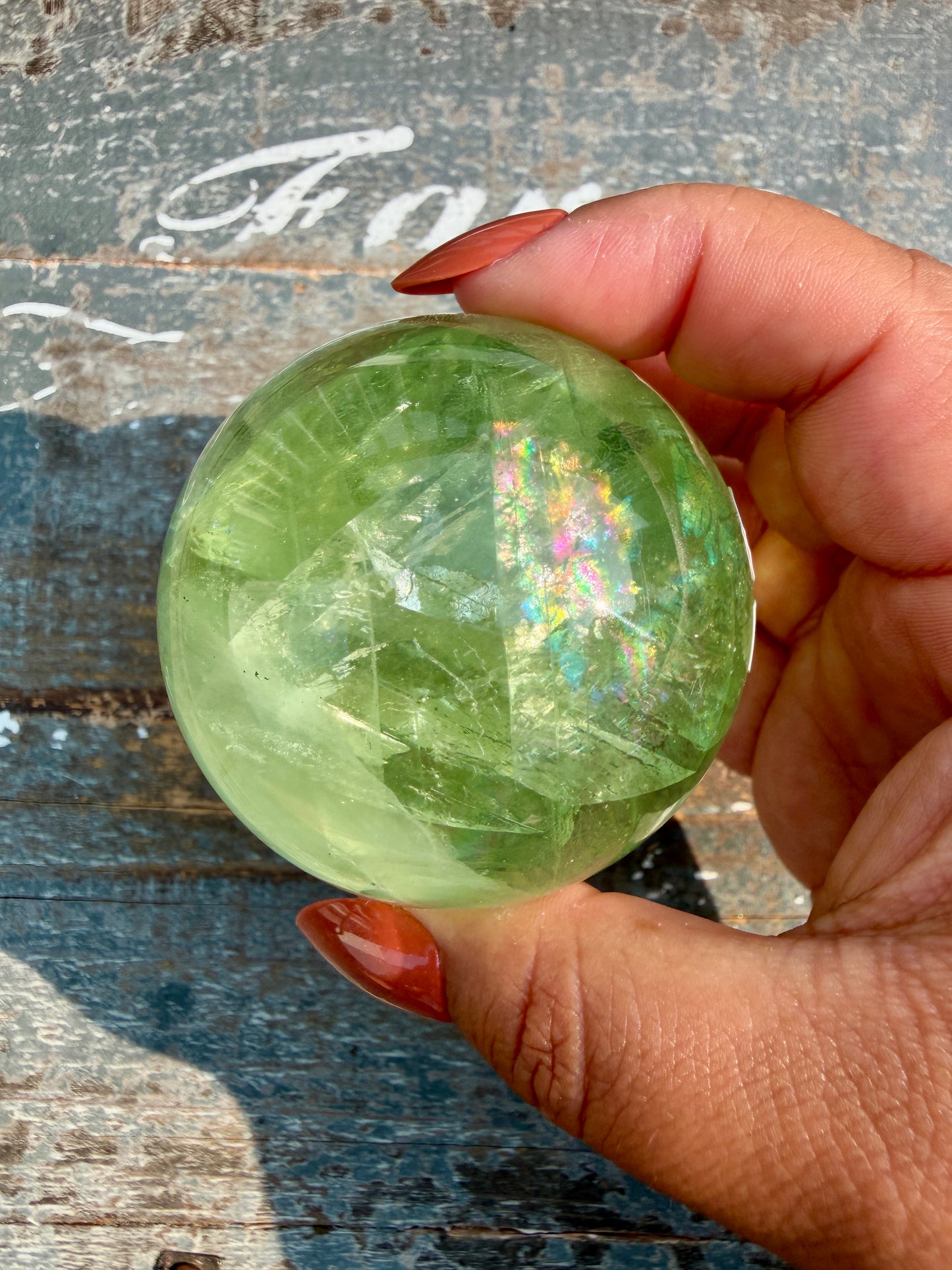 Gorgeous Lime Green Fluorite Sphere | Opt 63 *PYRITE INCLUSIONS