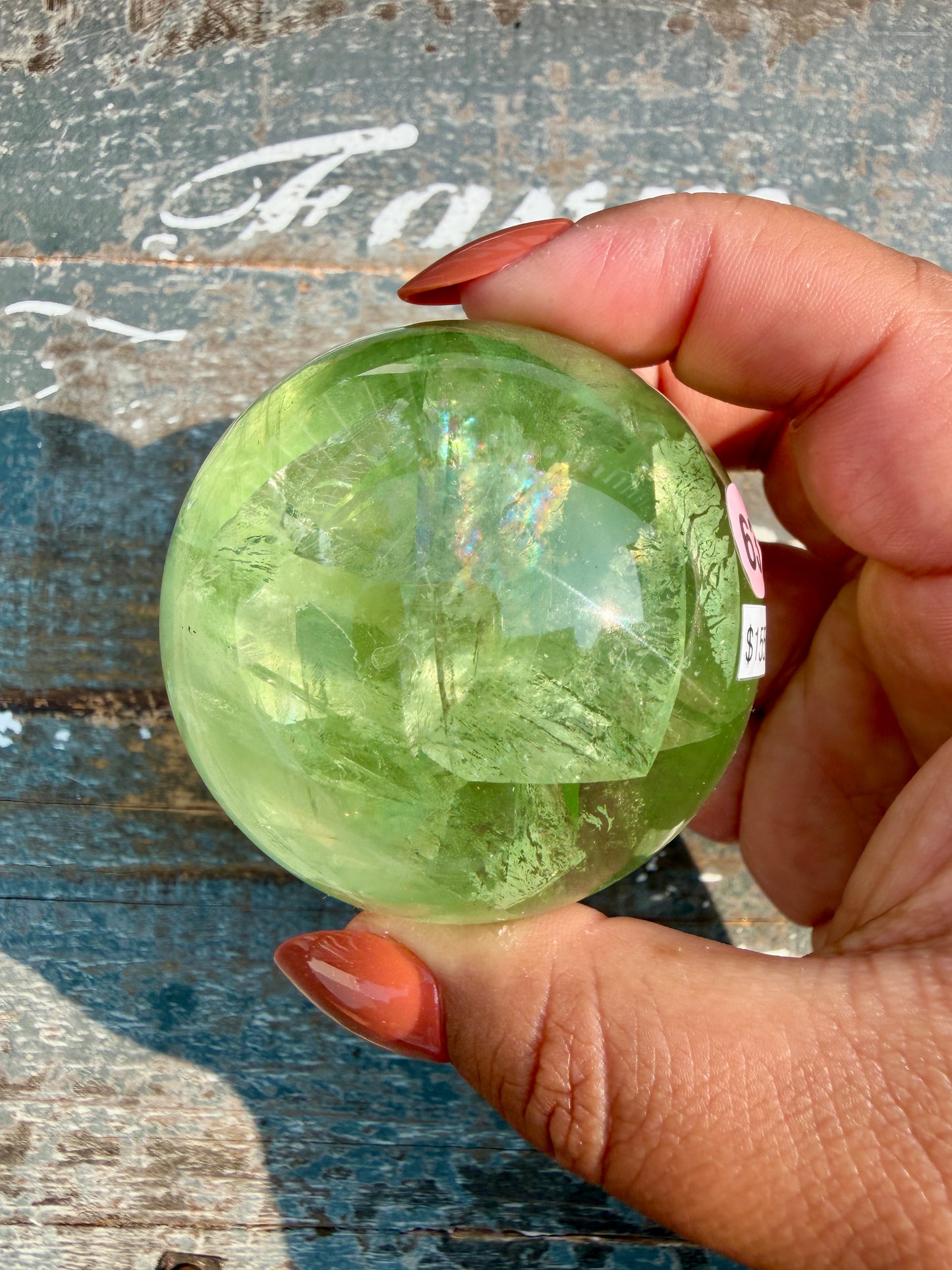 Gorgeous Lime Green Fluorite Sphere | Opt 63 *PYRITE INCLUSIONS