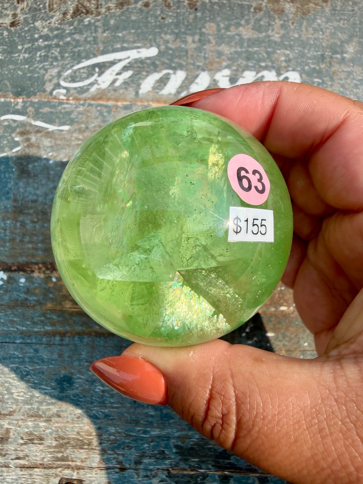 Gorgeous Lime Green Fluorite Sphere | Opt 63 *PYRITE INCLUSIONS