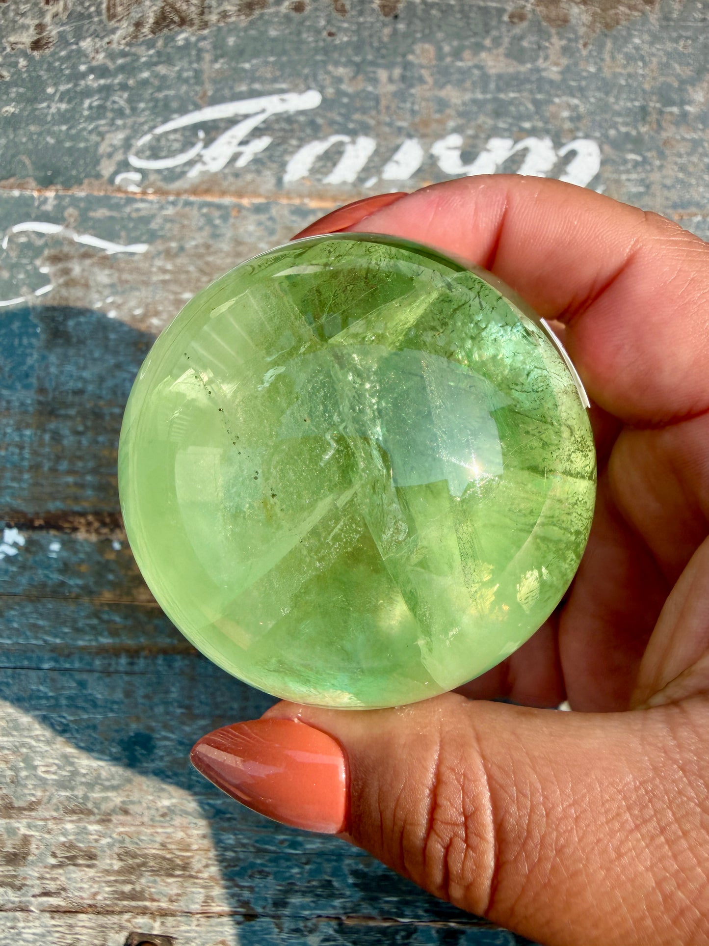 Gorgeous Lime Green Fluorite Sphere | Opt 63 *PYRITE INCLUSIONS