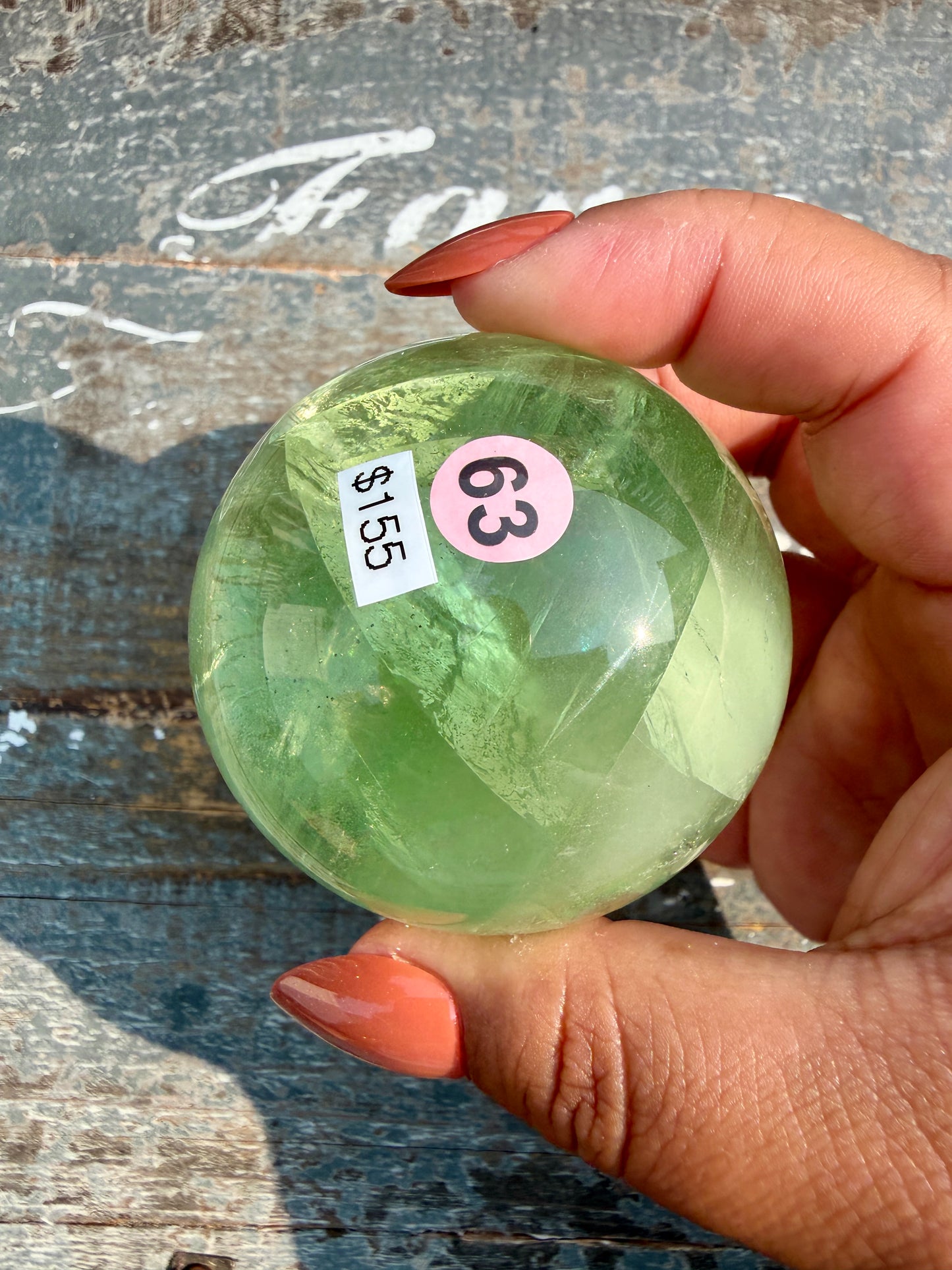 Gorgeous Lime Green Fluorite Sphere | Opt 63 *PYRITE INCLUSIONS