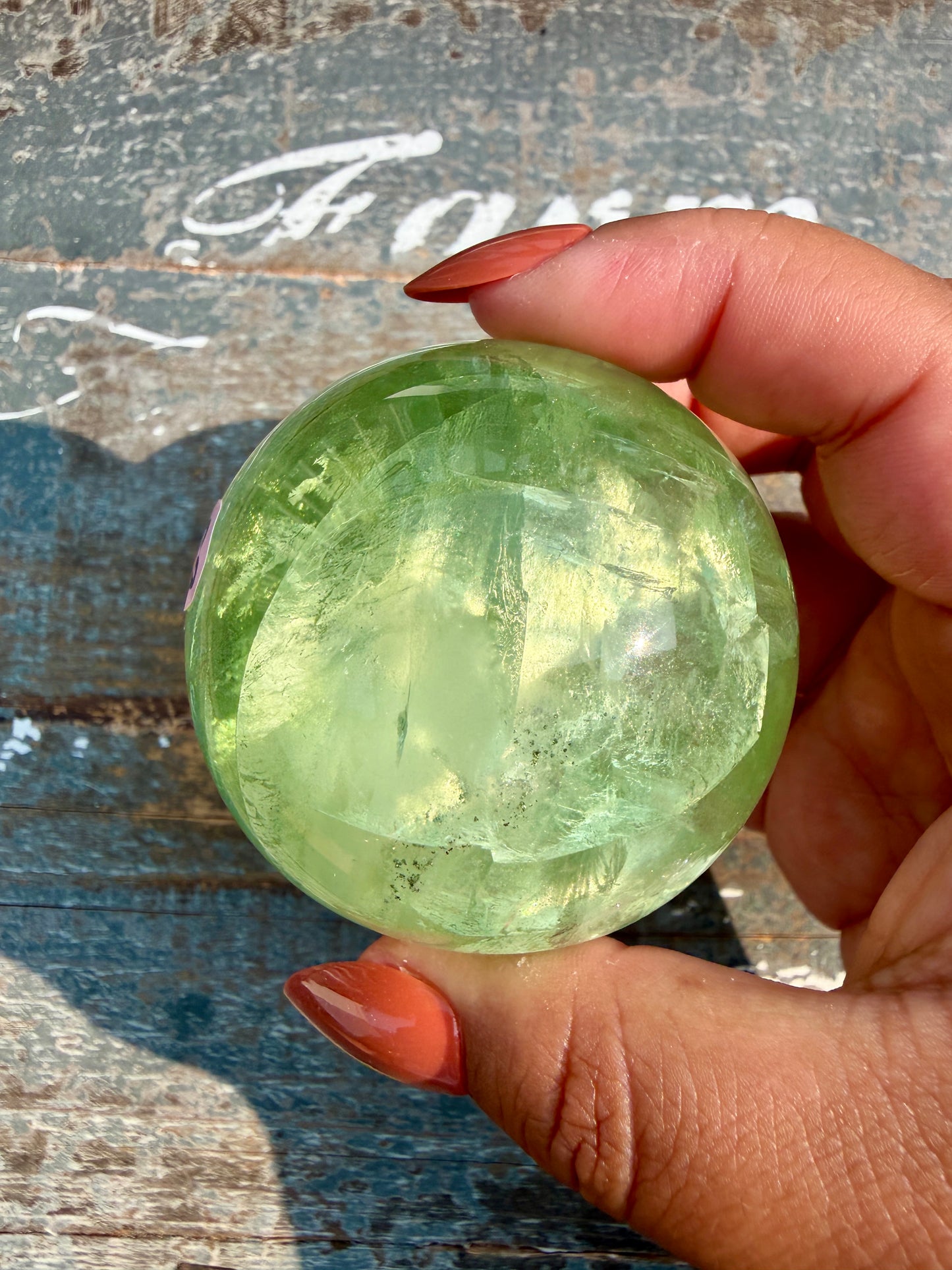 Gorgeous Lime Green Fluorite Sphere | Opt 63 *PYRITE INCLUSIONS