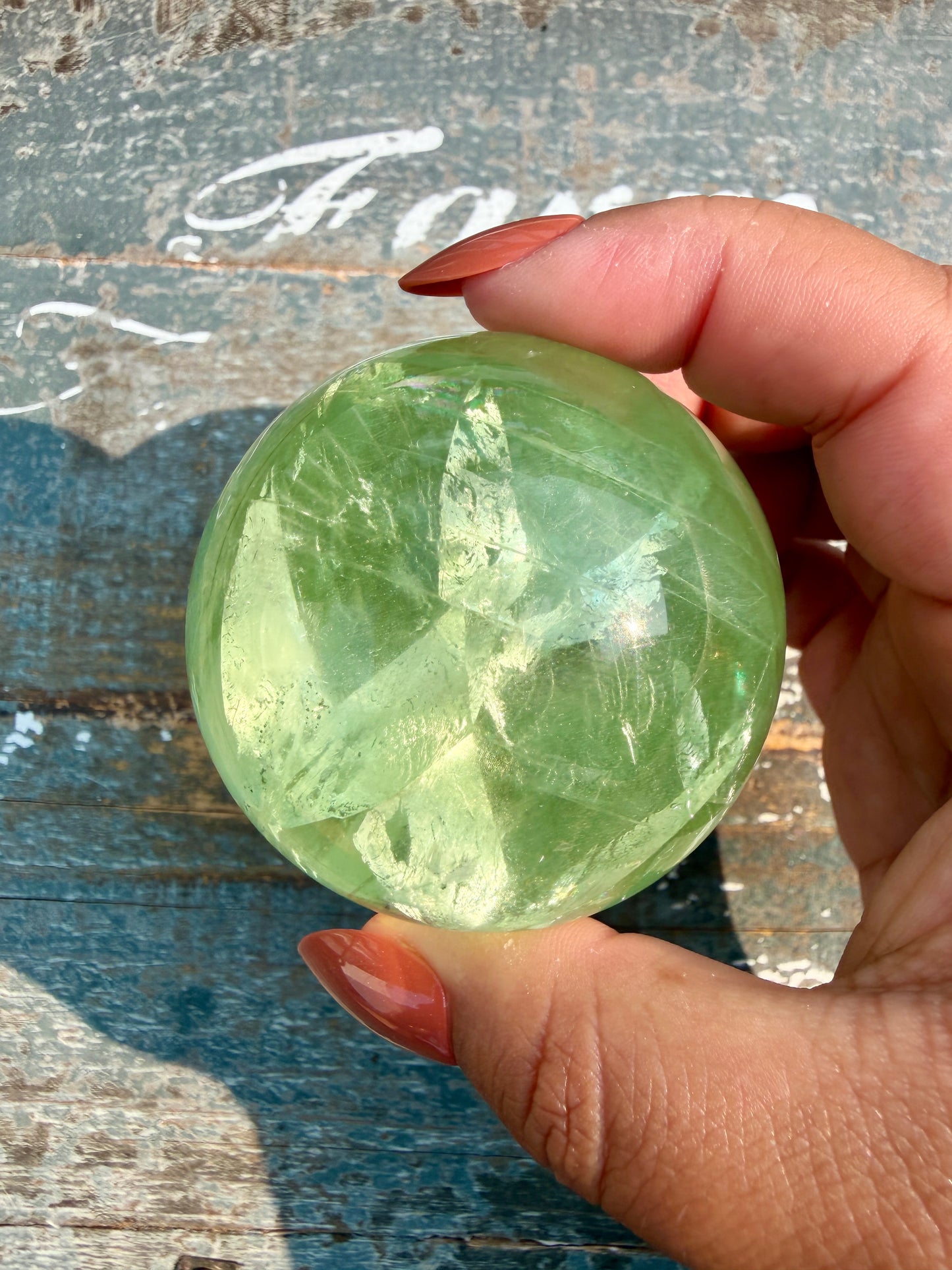 Gorgeous Lime Green Fluorite Sphere | Opt 63 *PYRITE INCLUSIONS