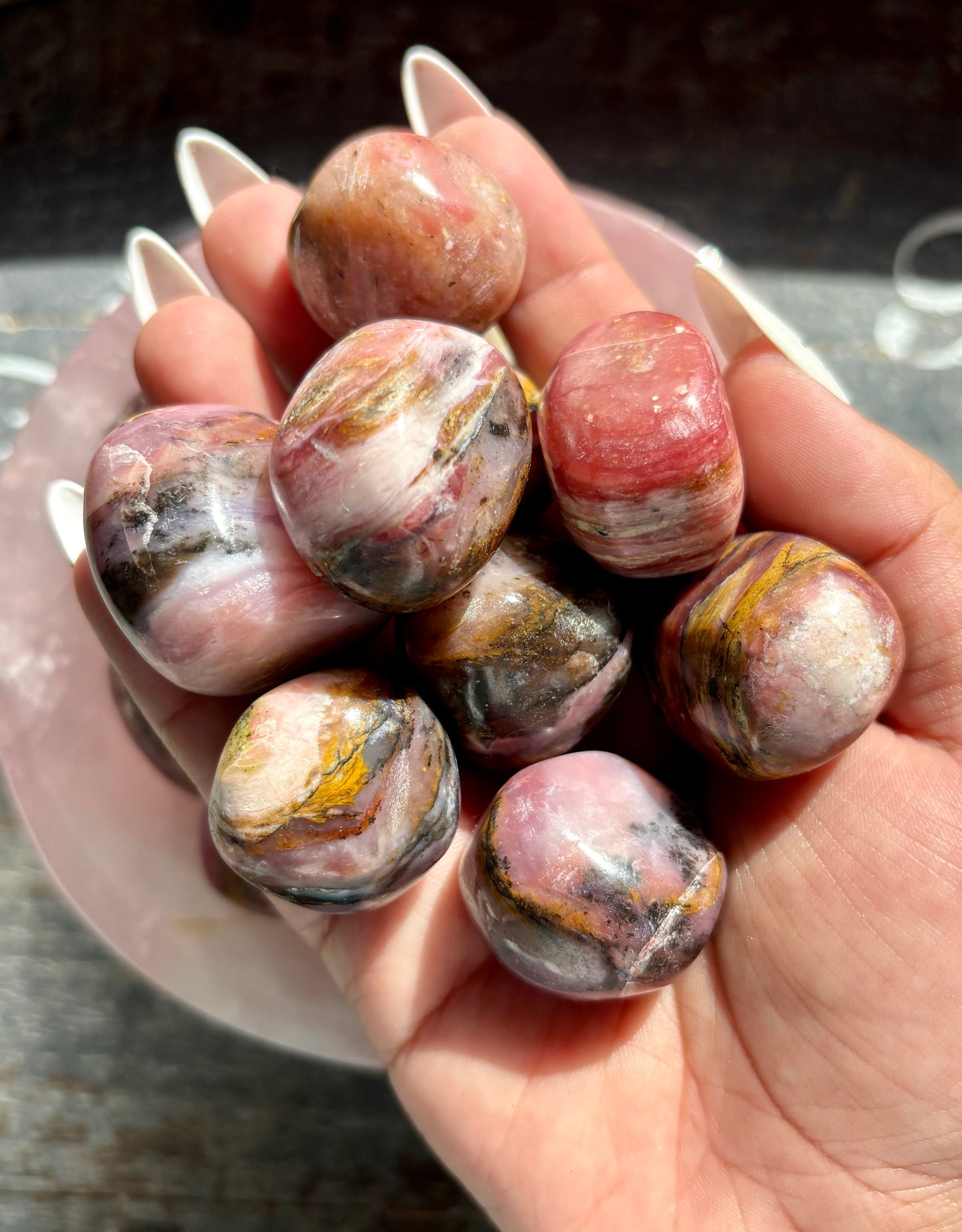 One (1) Gorgeous Pink Strawberry Opal Tumble from Peru