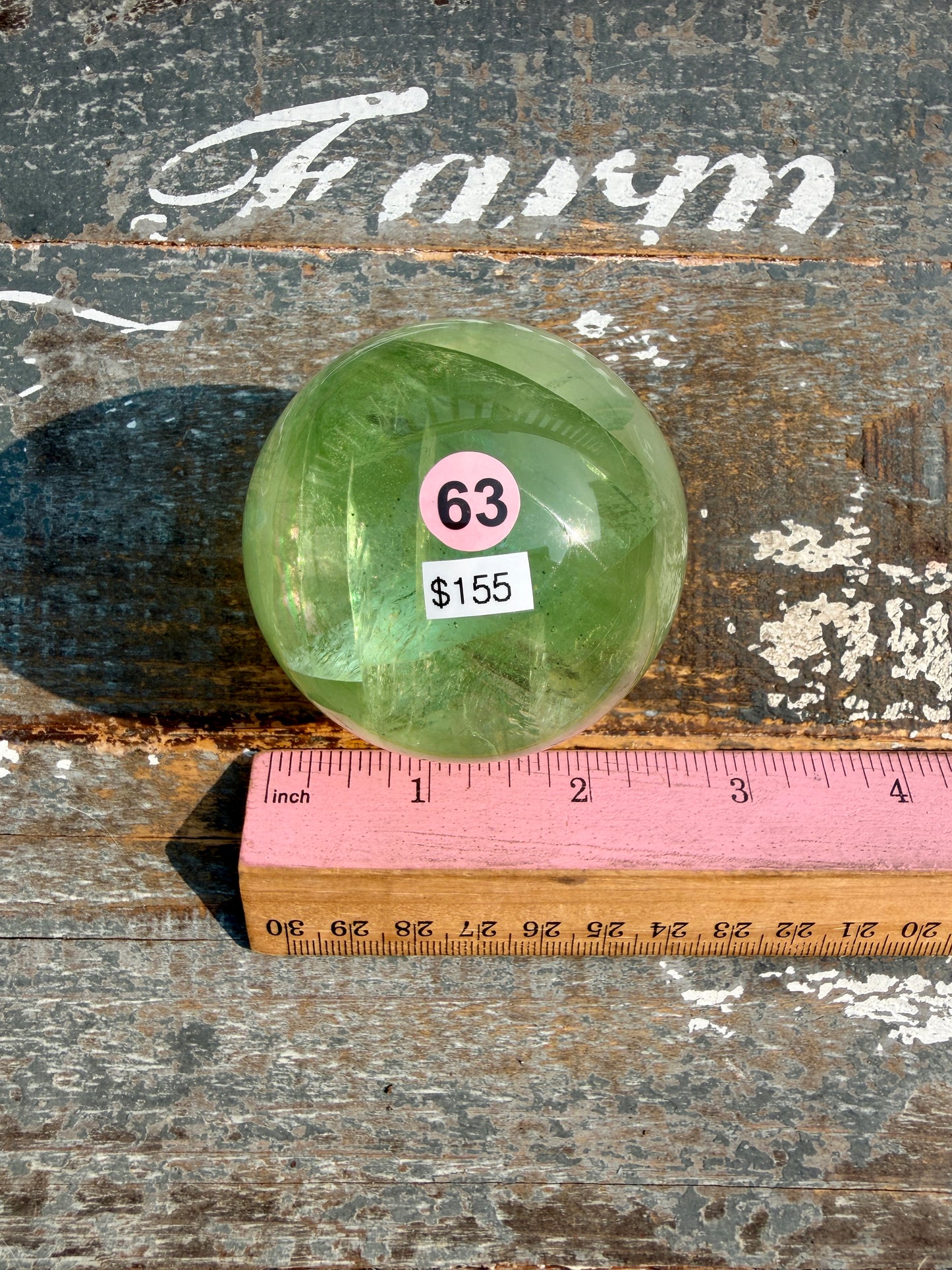Gorgeous Lime Green Fluorite Sphere | Opt 63 *PYRITE INCLUSIONS